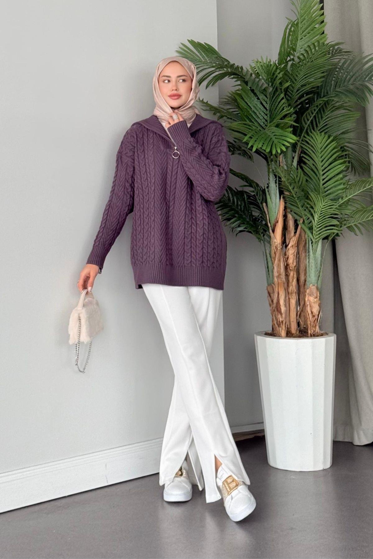 Lovely Kazak Mürdüm, Fiyatları Haza Moda | Tesettür Giyim | Lovely Kazak Mürdüm