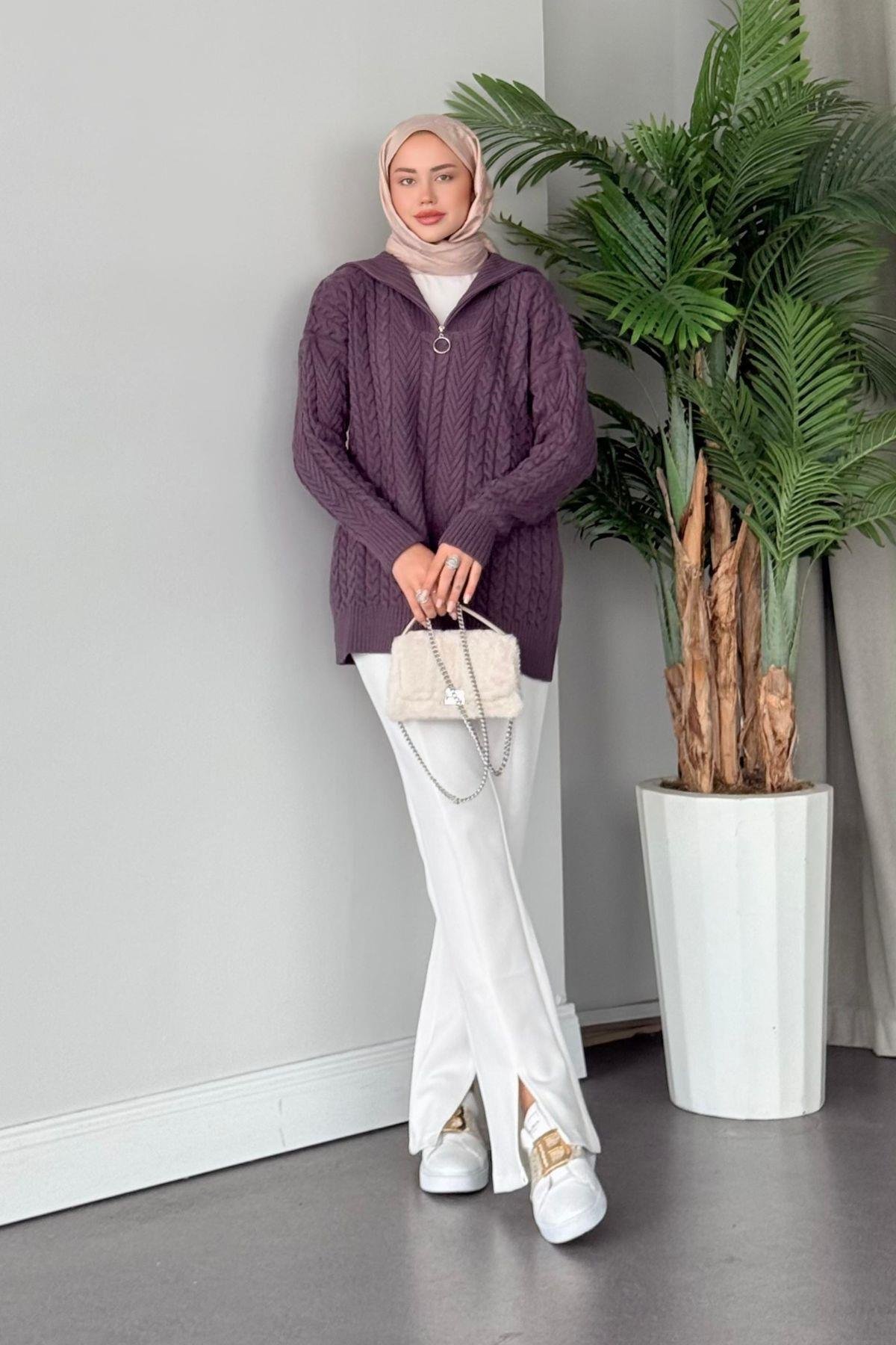 Lovely Kazak Mürdüm, Fiyatları Haza Moda | Tesettür Giyim | Lovely Kazak Mürdüm