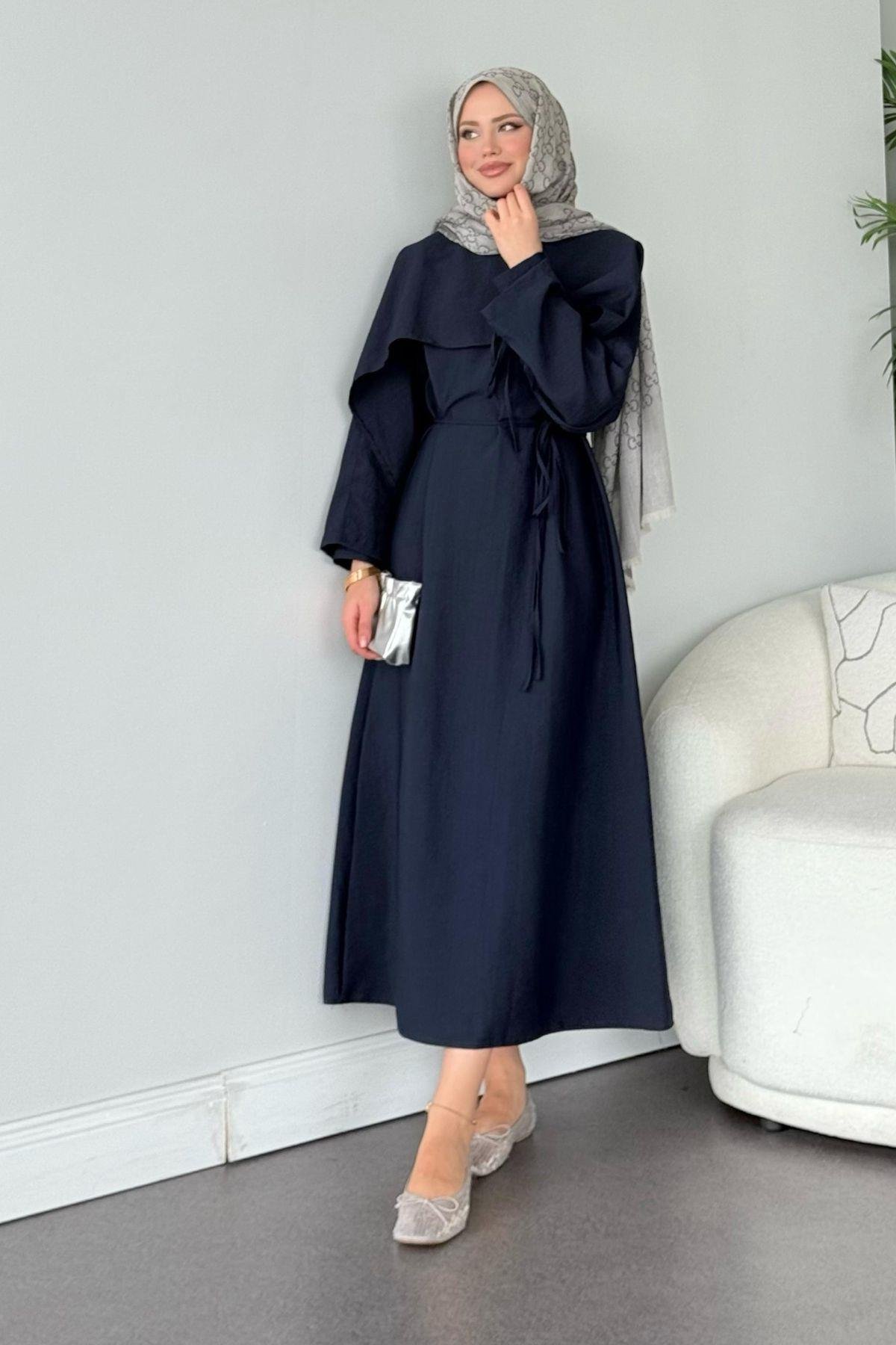 Loya Pelerinli Elbise Lacivert, Fiyatları Loya Pelerinli Elbise Lacivert