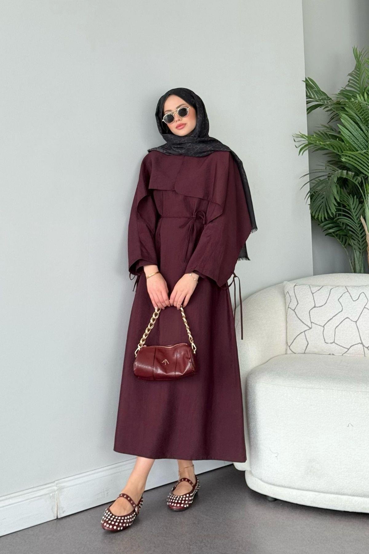 Loya Pelerinli Elbise Mürdüm, Fiyatları Loya Pelerinli Elbise Mürdüm