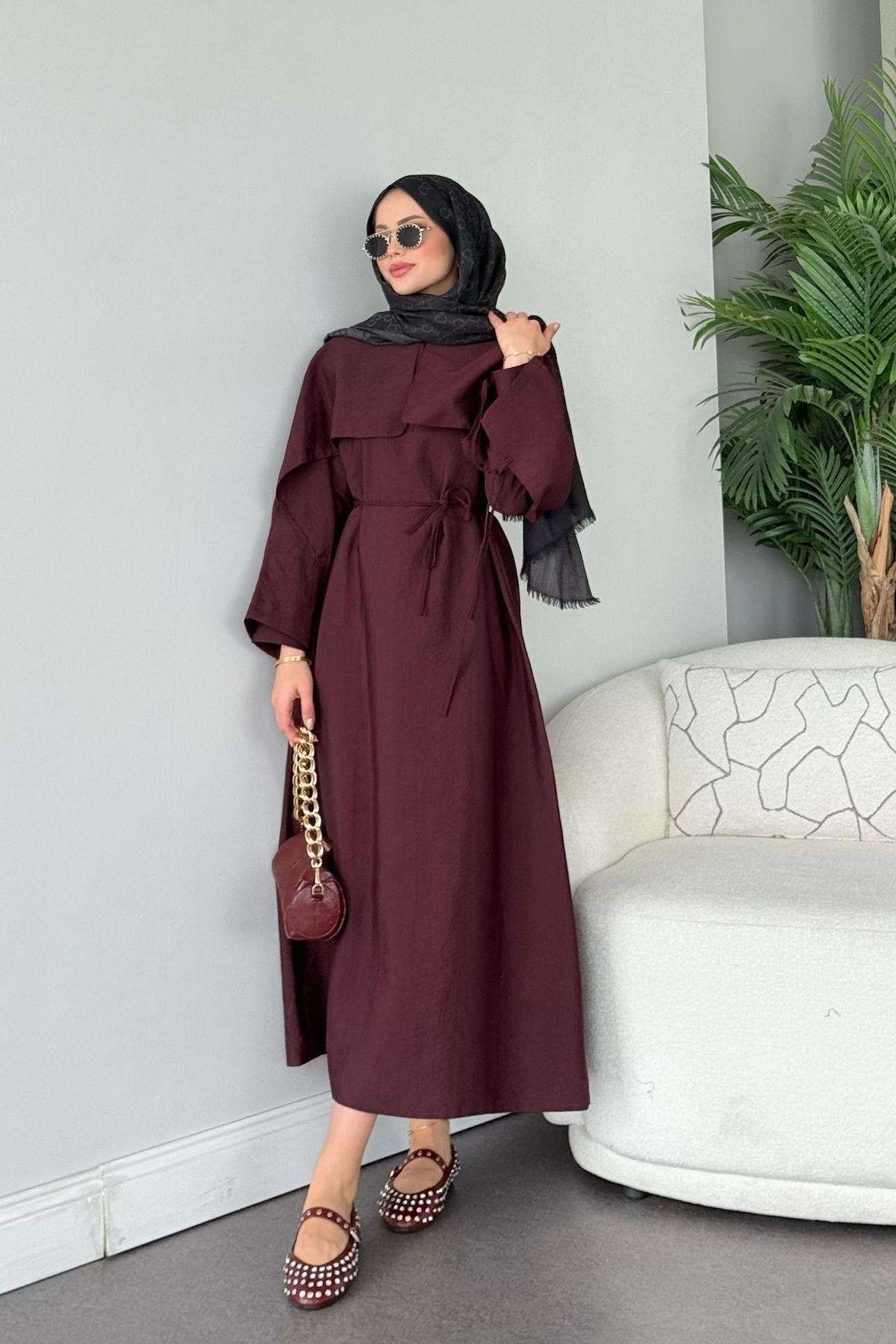 Loya Pelerinli Elbise Mürdüm, Fiyatları Loya Pelerinli Elbise Mürdüm