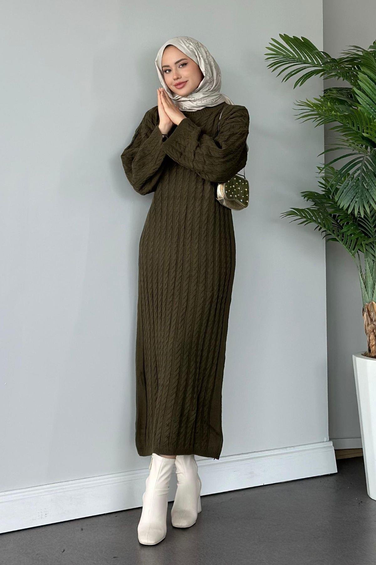 Mabel Elbise Haki, Fiyatları Haza Moda | Tesettür Giyim | Mabel Elbise Haki