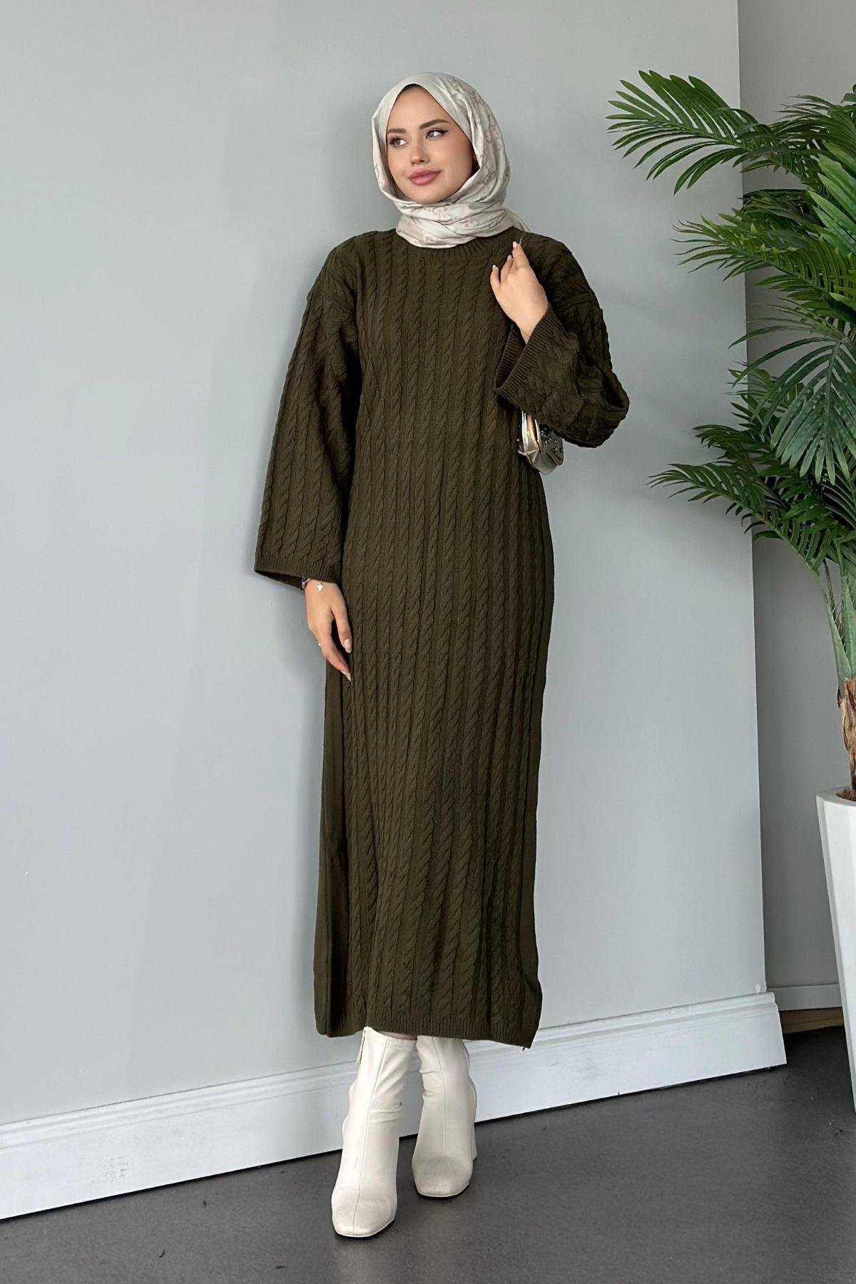 Mabel Elbise Haki, Fiyatları Haza Moda | Tesettür Giyim | Mabel Elbise Haki