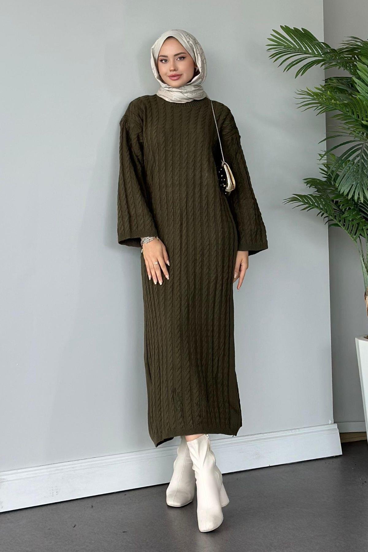 Mabel Elbise Haki, Fiyatları Haza Moda | Tesettür Giyim | Mabel Elbise Haki