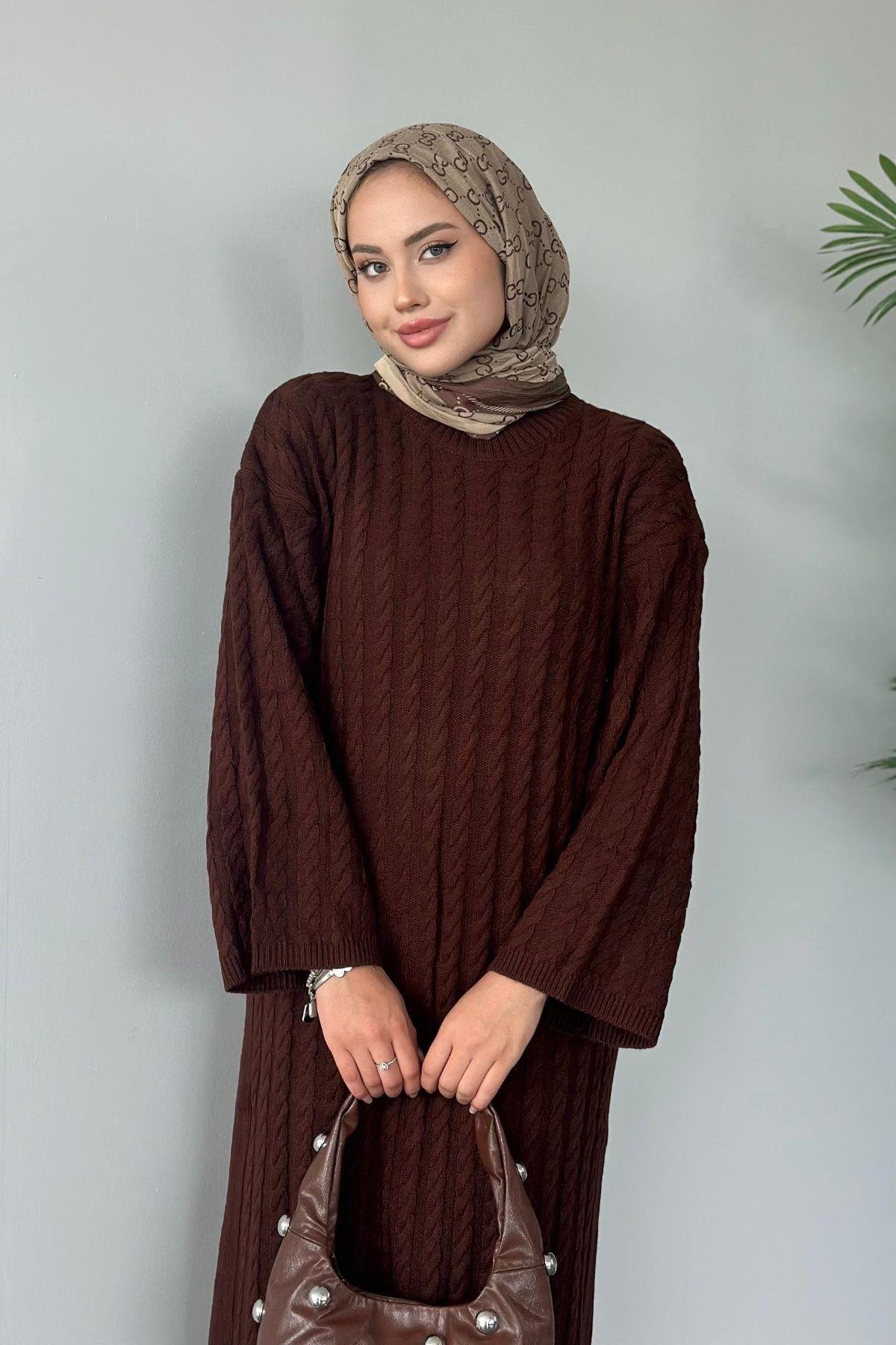 Mabel Elbise Kahve, Fiyatları Haza Moda | Tesettür Giyim | Mabel Elbise Kahve
