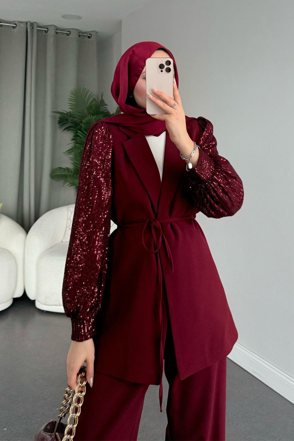 Marbella Takım Bordo, Fiyatları Haza Moda | Tesettür Giyim | Marbella Takım Bordo