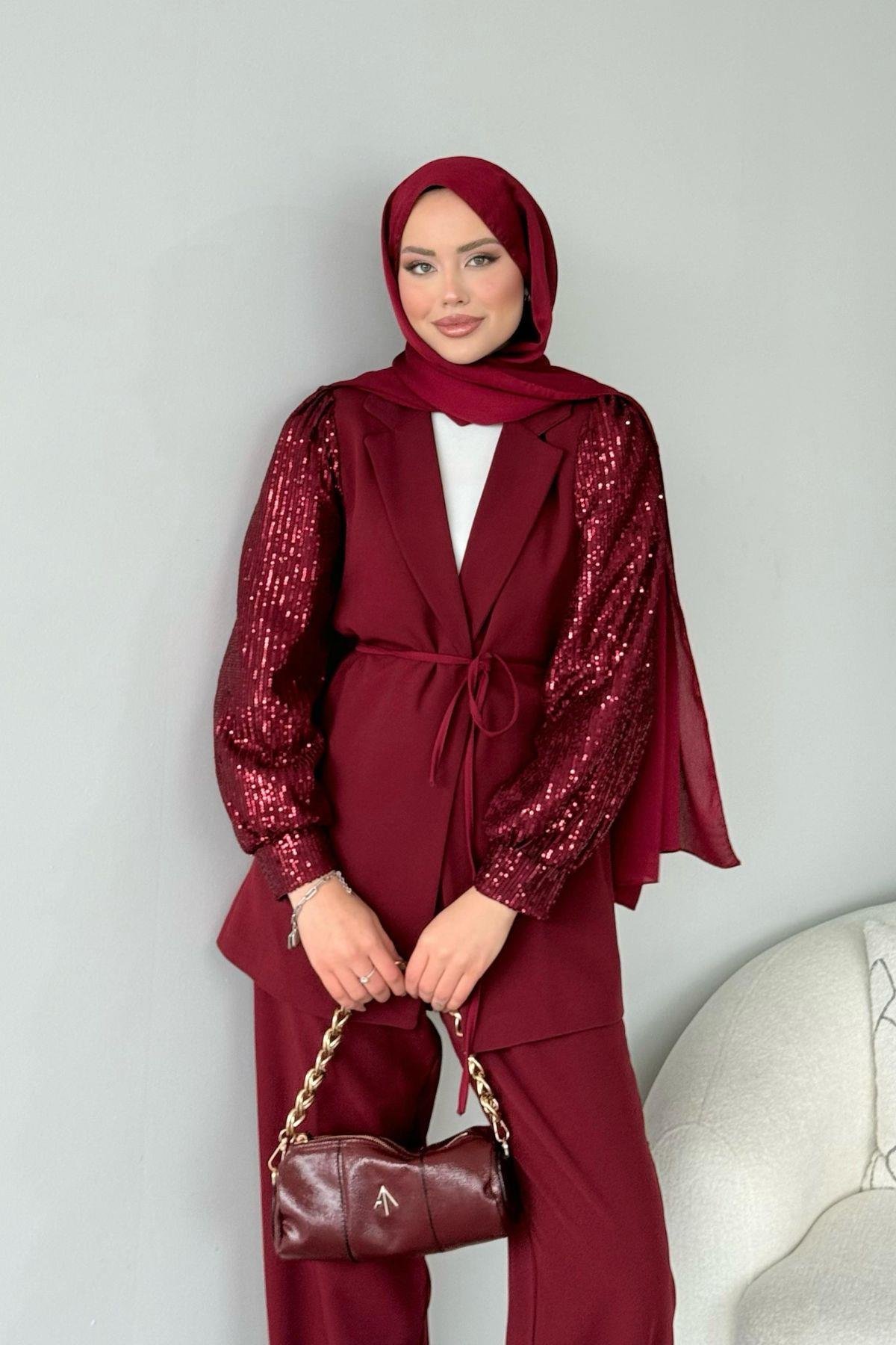 Marbella Takım Bordo, Fiyatları Haza Moda | Tesettür Giyim | Marbella Takım Bordo