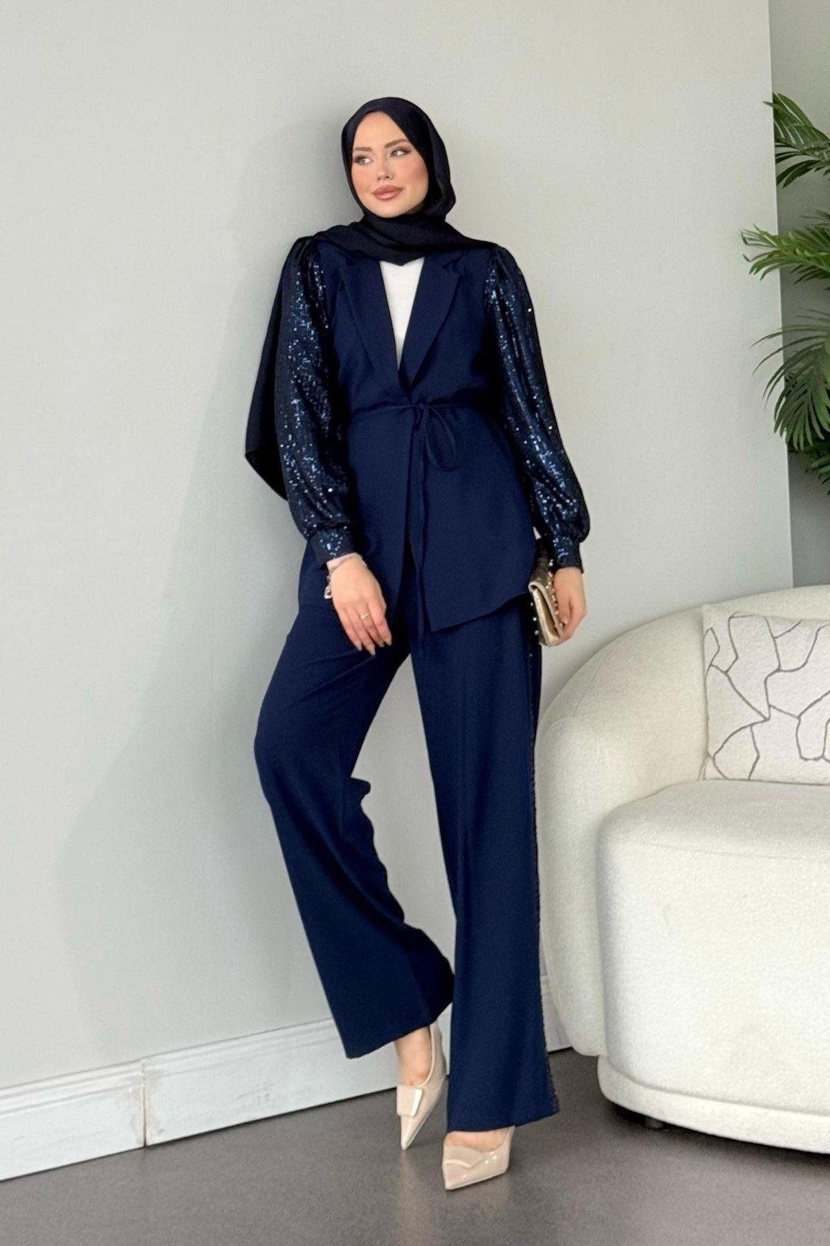 Marbella Takım Lacivert, Fiyatları Haza Moda | Tesettür Giyim | Marbella Takım Lacivert