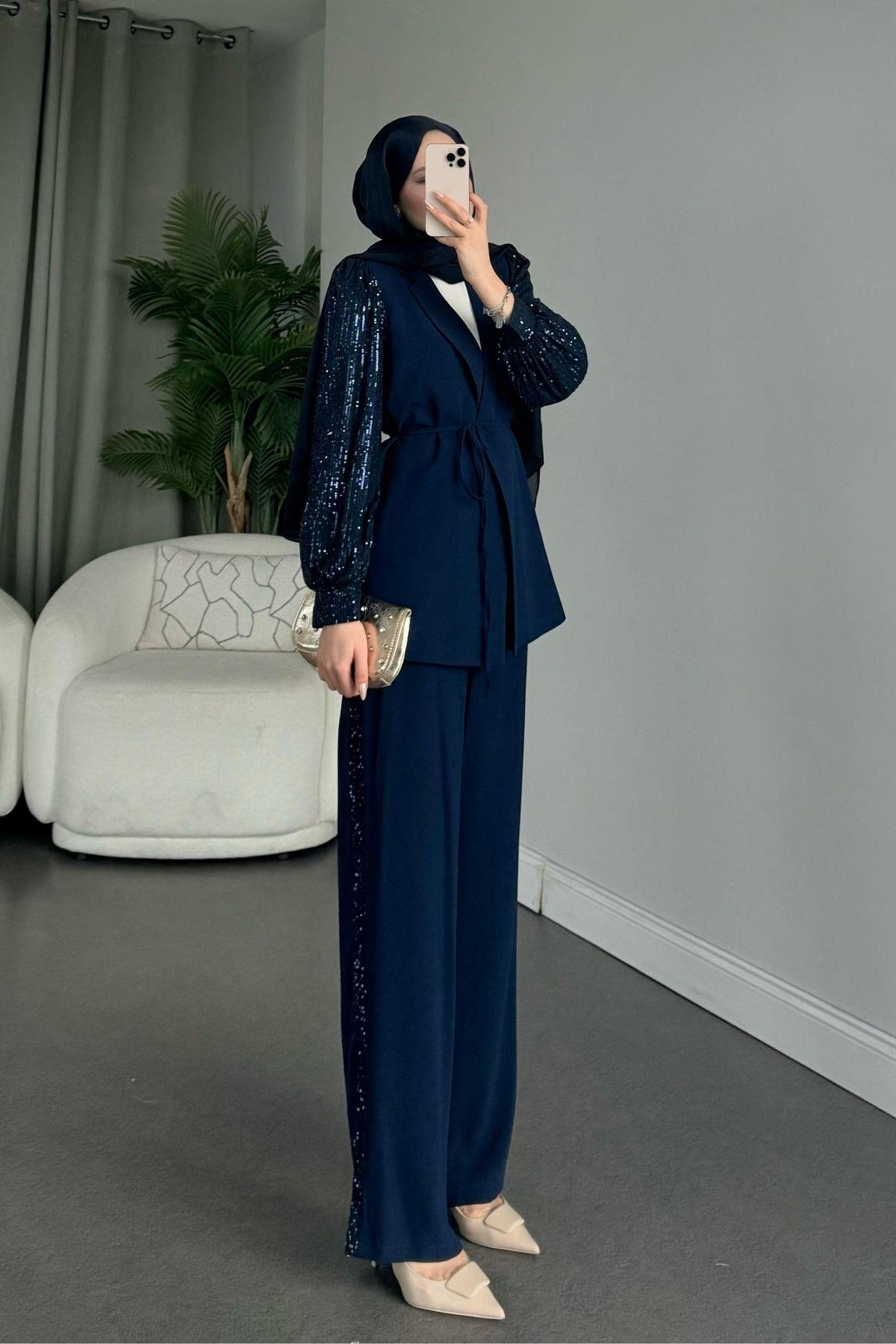 Marbella Takım Lacivert, Fiyatları Haza Moda | Tesettür Giyim | Marbella Takım Lacivert