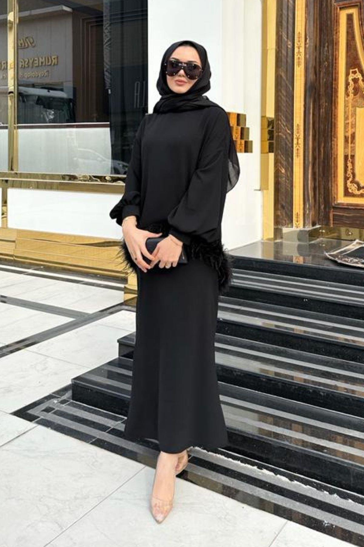 Maria Tüylü Etekli Takım Siyah, Fiyatları 