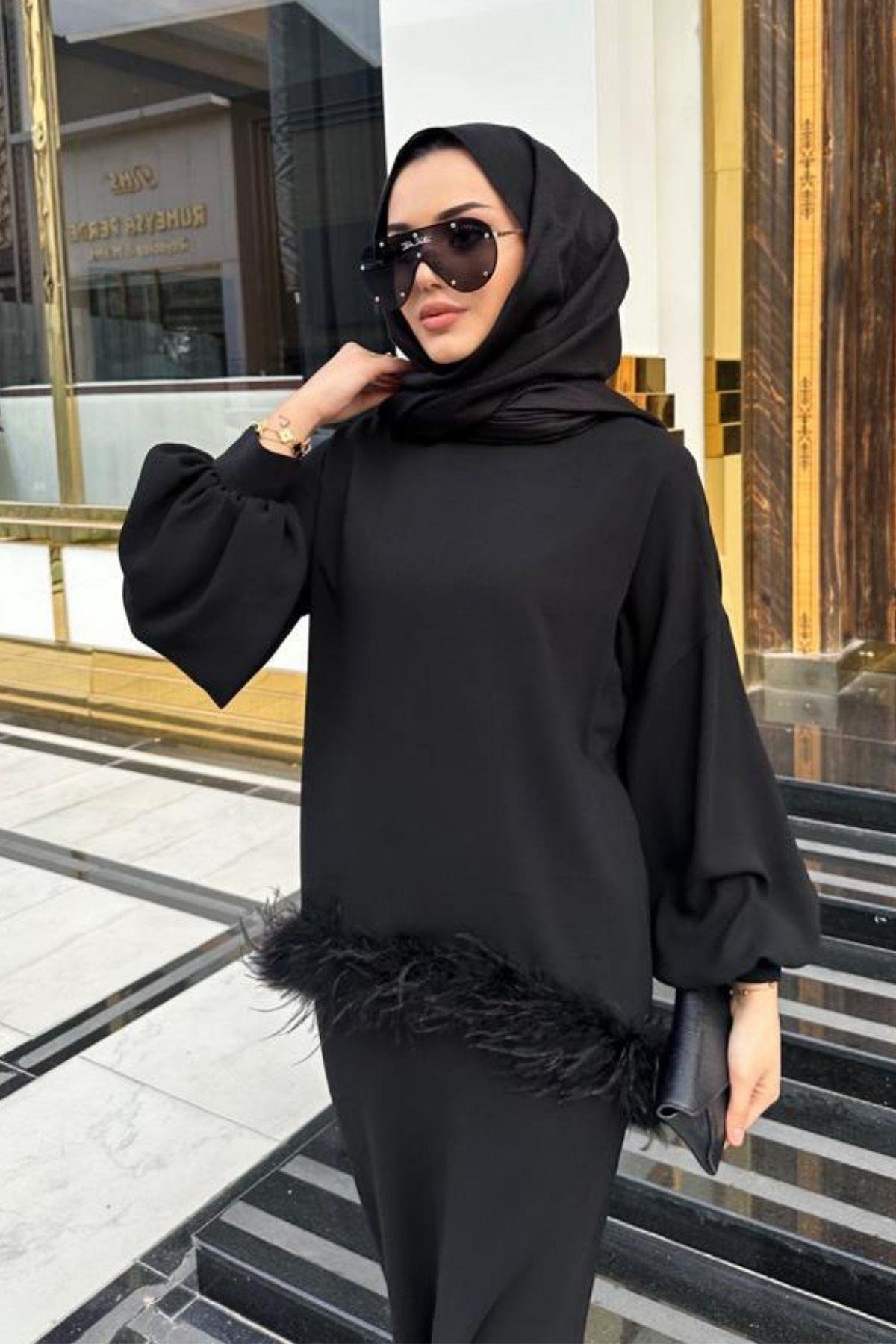 Maria Tüylü Etekli Takım Siyah, Fiyatları 