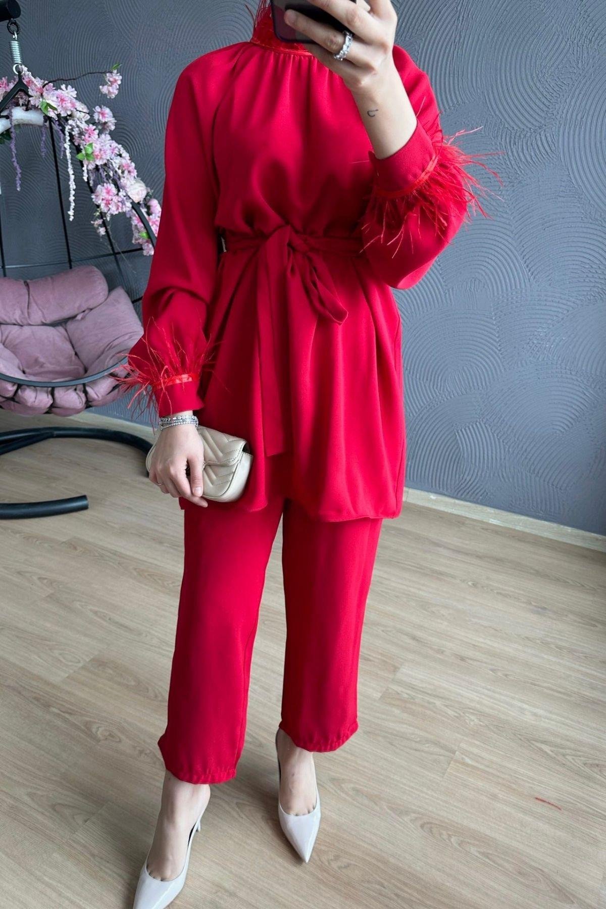 Marina Takım Kırmızı, Fiyatları Marina Takım Kırmızı – Haza Moda | Tesettür Giyim