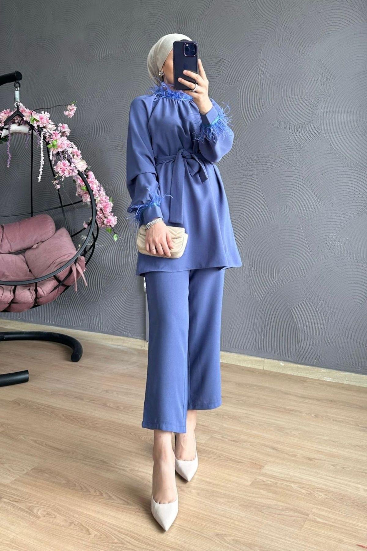 Marina Takım Lila, Fiyatları Marina Takım Lila – Haza Moda | Tesettür Giyim