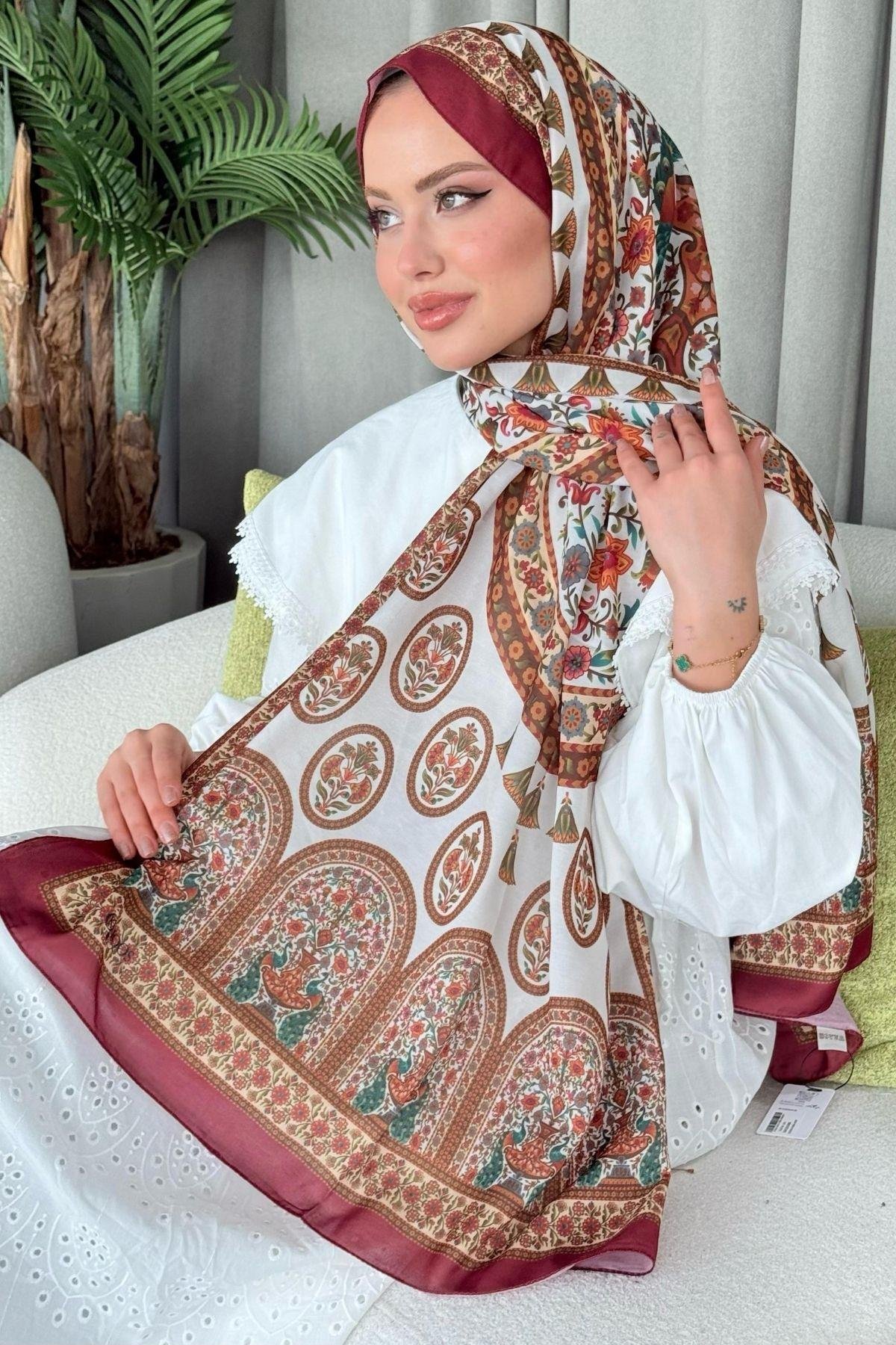 Marsilya Dijital Şal Bordo, Fiyatları marsilya dijital şal bordo- Haza Moda 