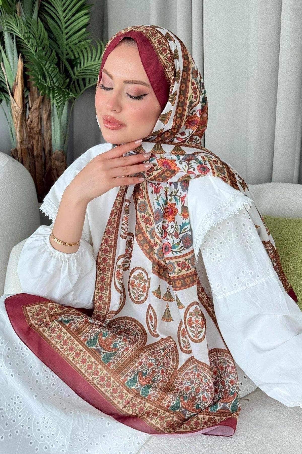 Marsilya Dijital Şal Bordo, Fiyatları marsilya dijital şal bordo- Haza Moda 