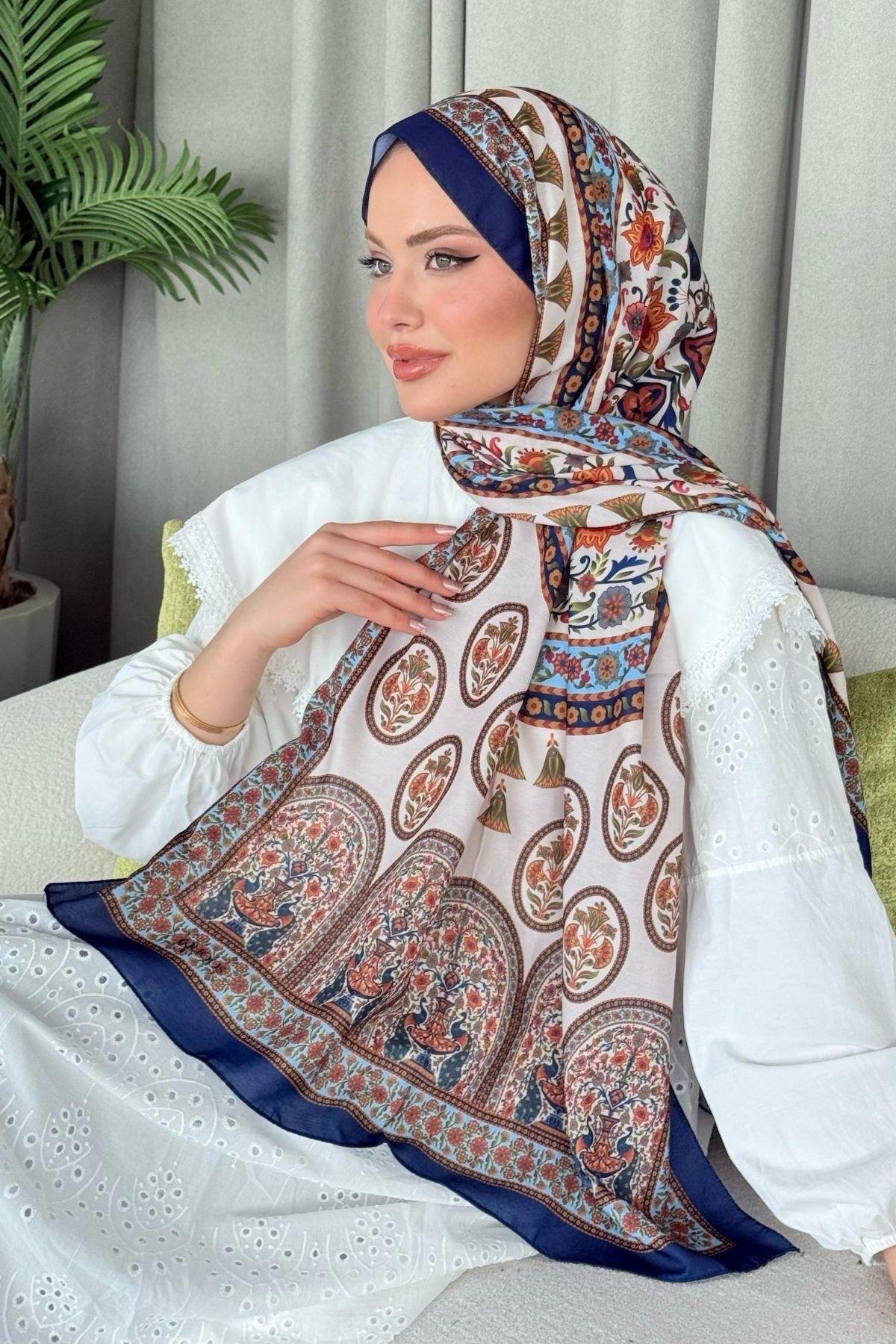 Marsilya Dijital Şal Lacivert, Fiyatları marsilya dijital şal Lacivert- Haza Moda 