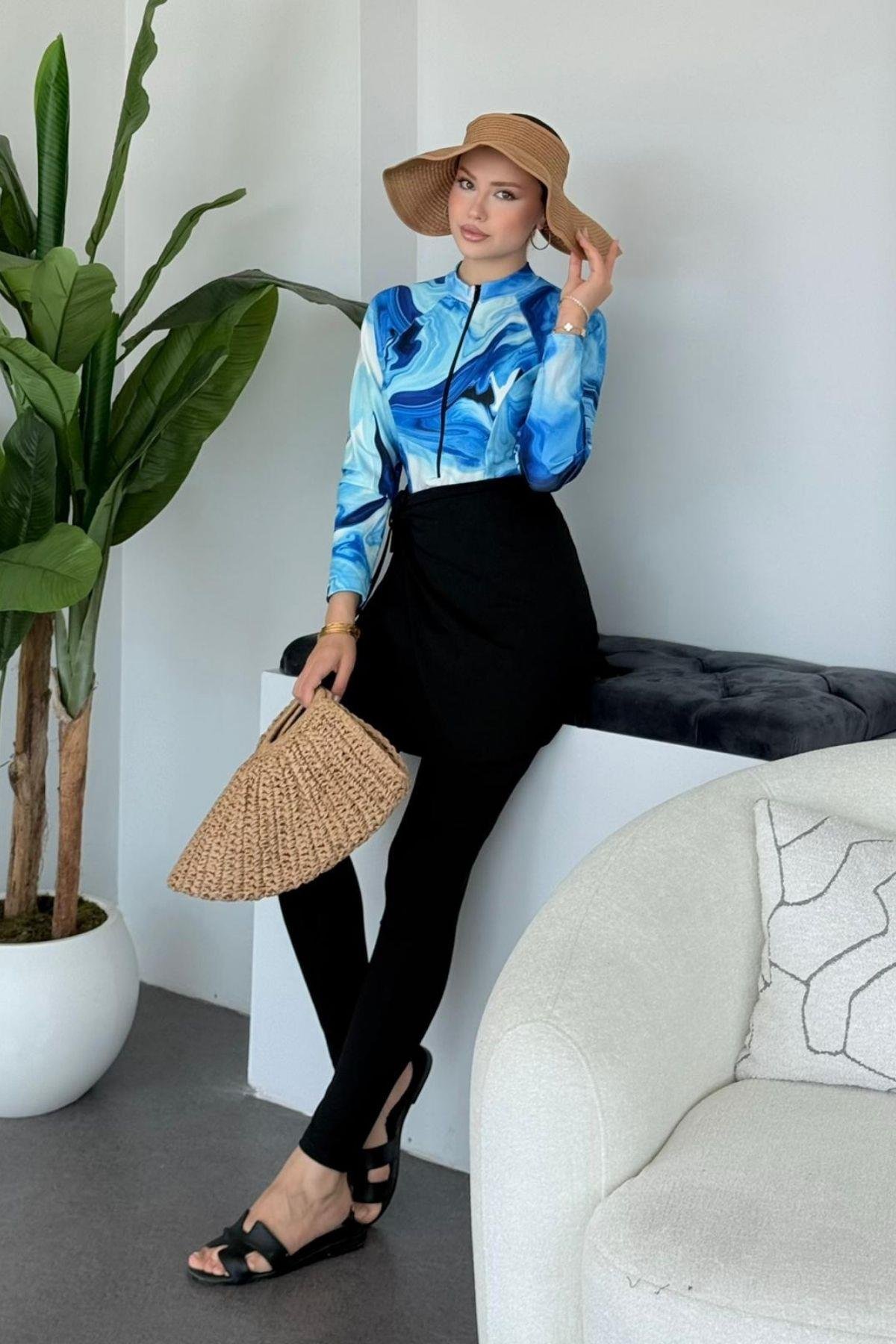 Mayolu 3Lü Haşema Takım Mavi, Fiyatları Mayolu 3Lü Haşema Takım Mavi- Haza Moda 