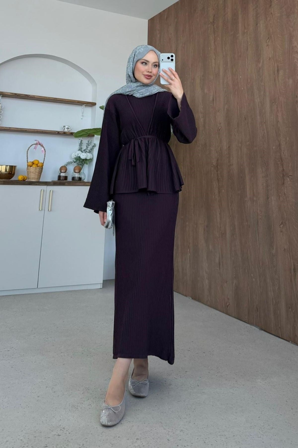 Medusa Jileli Elbise Mürdüm, Fiyatları Medusa Jileli Elbise Mürdüm | Haza Moda