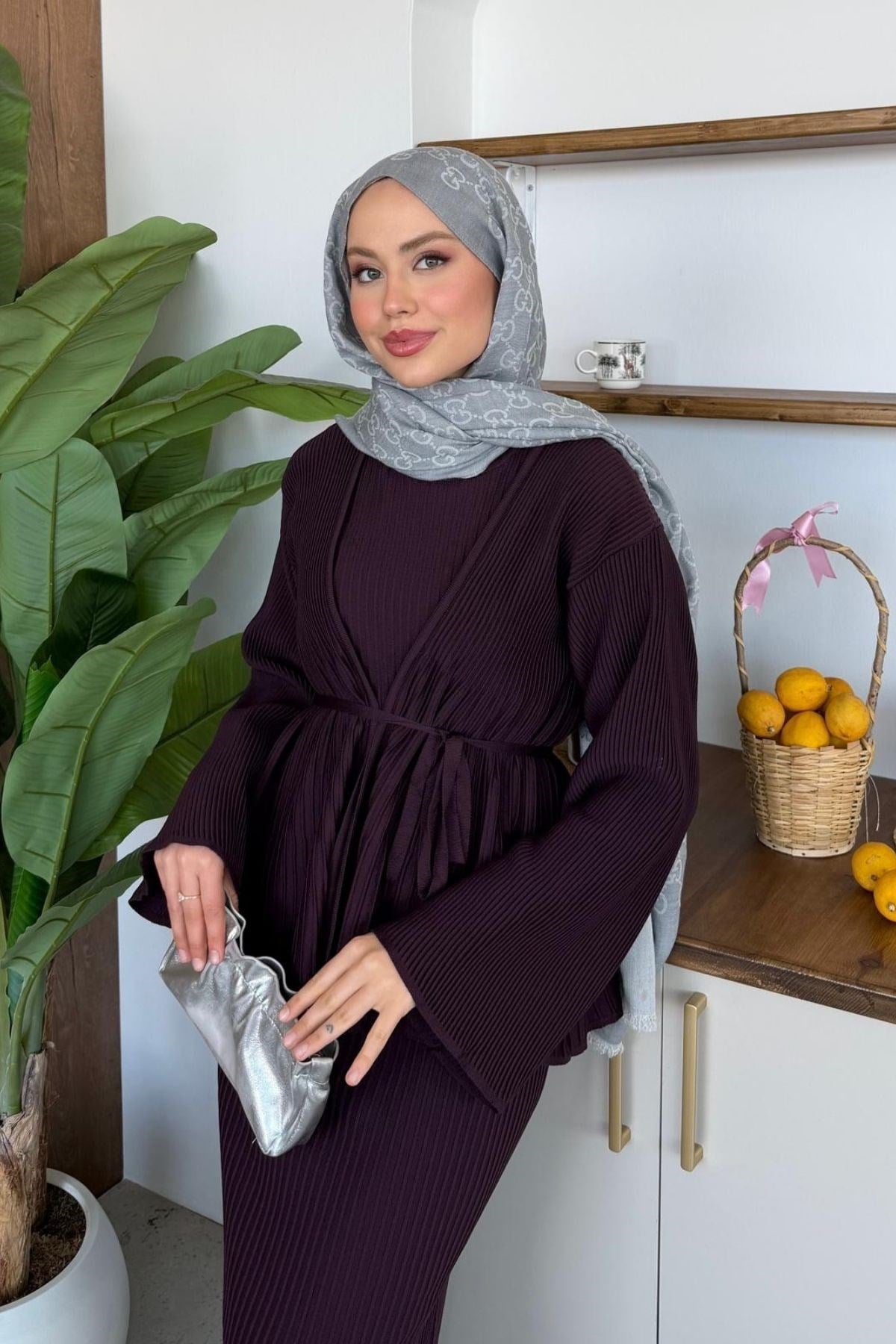 Medusa Jileli Elbise Mürdüm, Fiyatları Medusa Jileli Elbise Mürdüm | Haza Moda