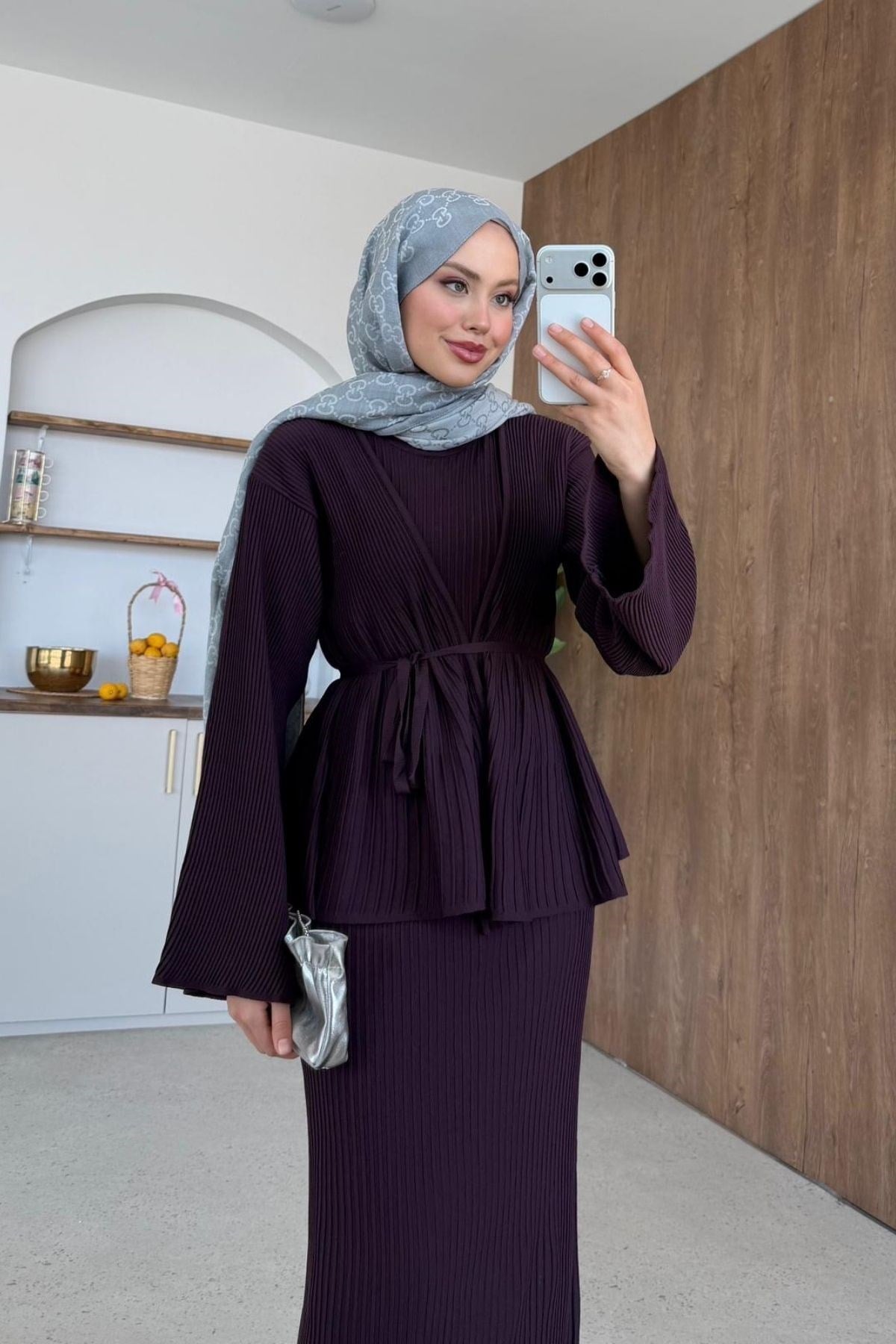 Medusa Jileli Elbise Mürdüm, Fiyatları Medusa Jileli Elbise Mürdüm | Haza Moda