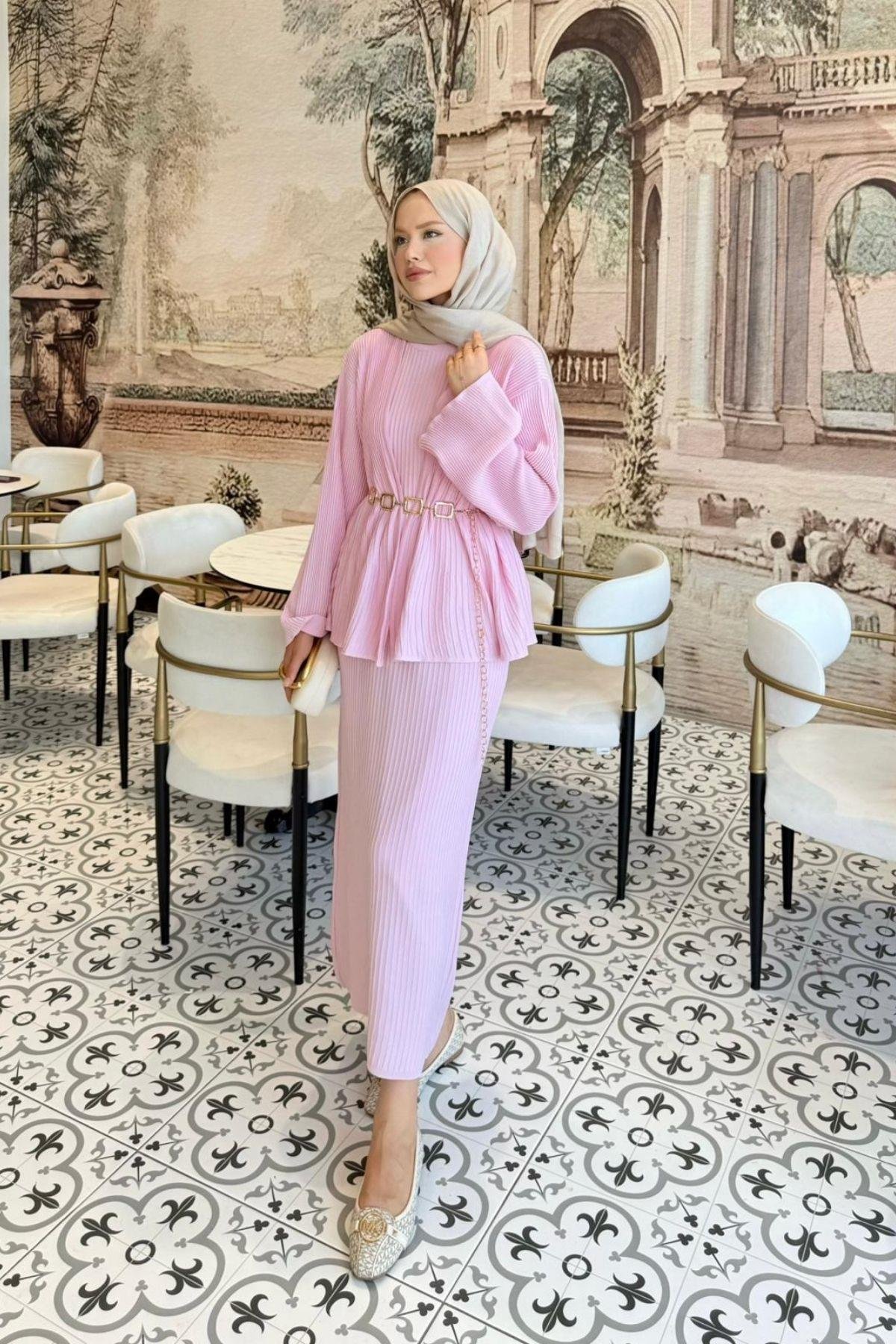 Medusa Jileli Elbise Pembe, Fiyatları Medusa Jileli Elbise Pembe- Haza Moda