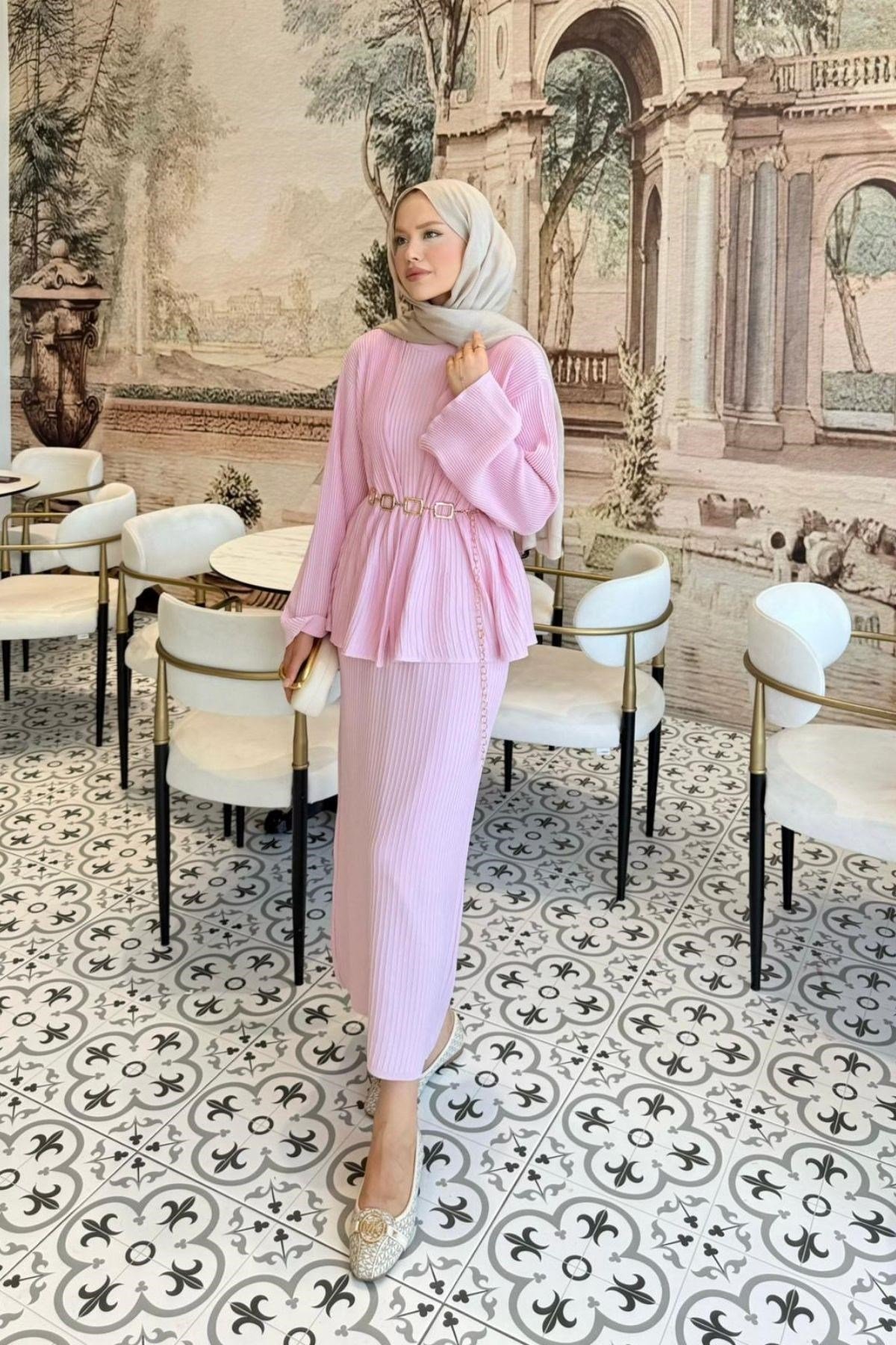 Medusa Jileli Elbise Pembe, Fiyatları Medusa Jileli Elbise Pembe- Haza Moda