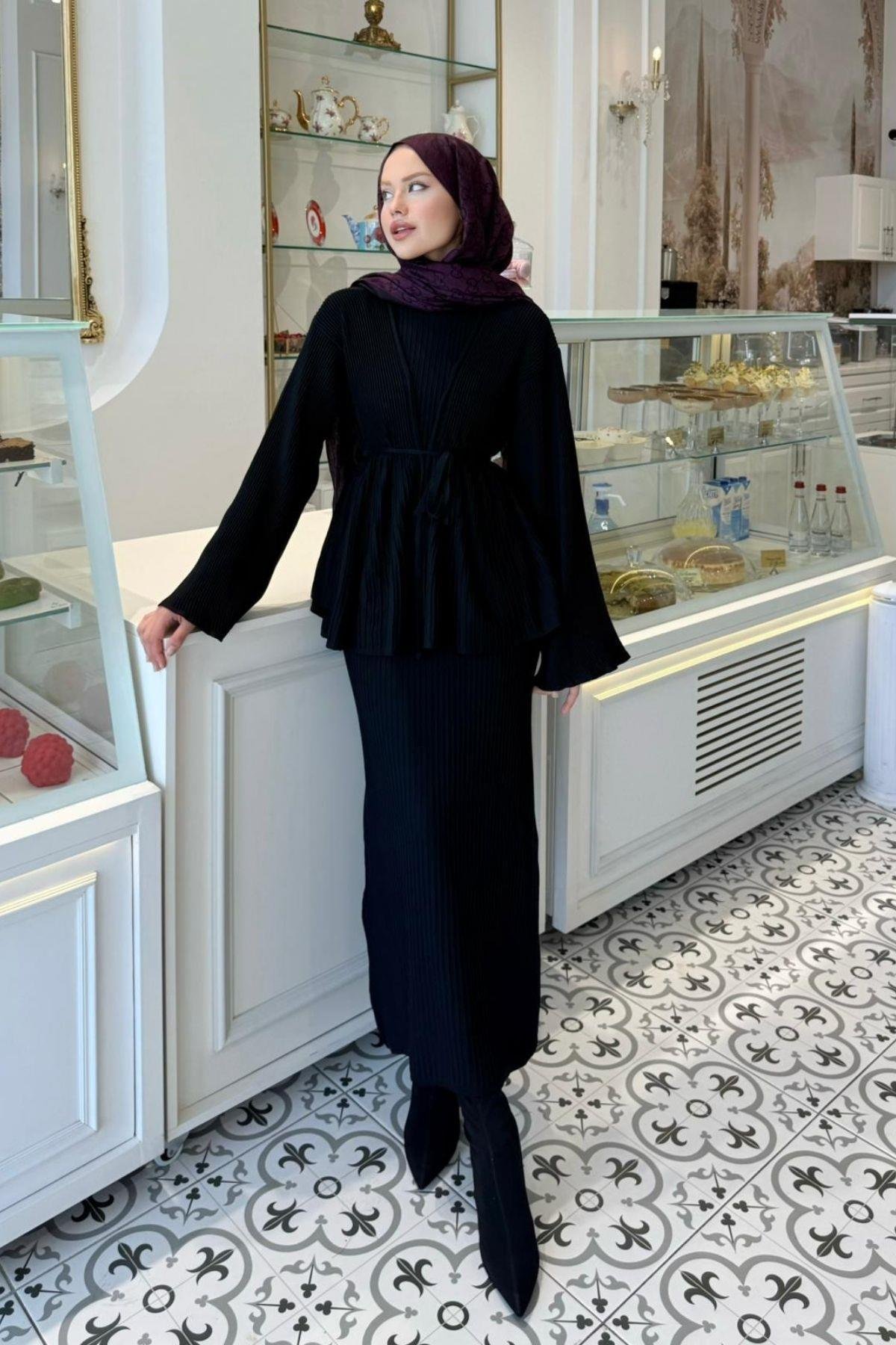 Medusa Jileli Elbise Siyah, Fiyatları Medusa Jileli Elbise Siyah- Haza Moda