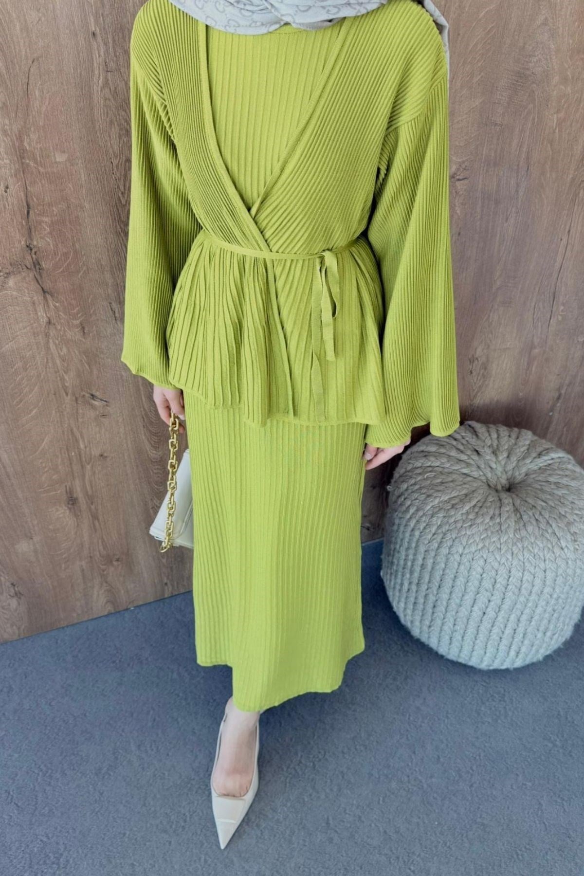 Medusa Jileli Elbise Yağ Yeşili, Fiyatları Medusa Jileli Elbise  Yağ Yeşili - Haza Moda