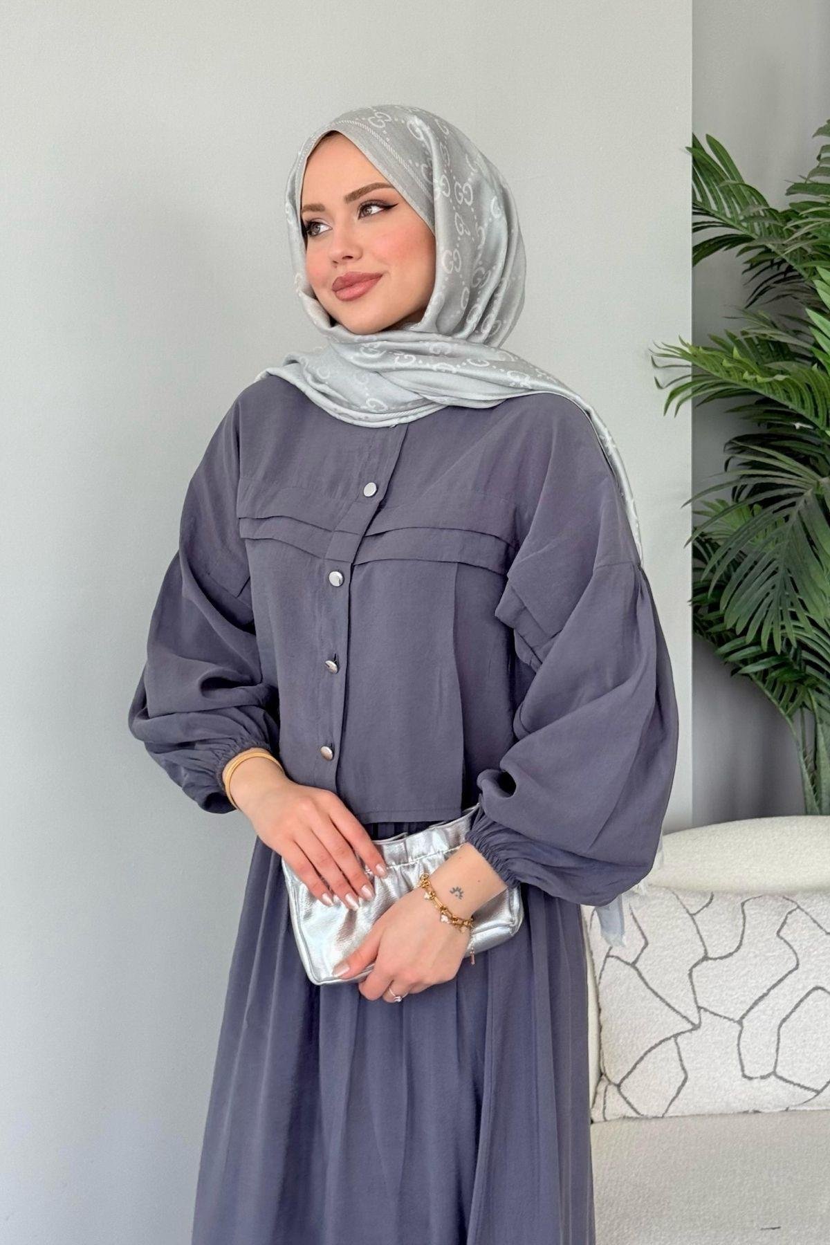 Melike Etekli Takım Antrasit, Fiyatları Melike Etekli Takım Antrasit- Haza Moda 