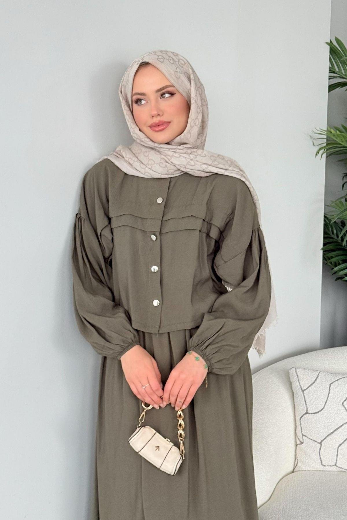 Melike Etekli Takım Haki, Fiyatları Melike Etekli Takım Haki - Haza Moda 