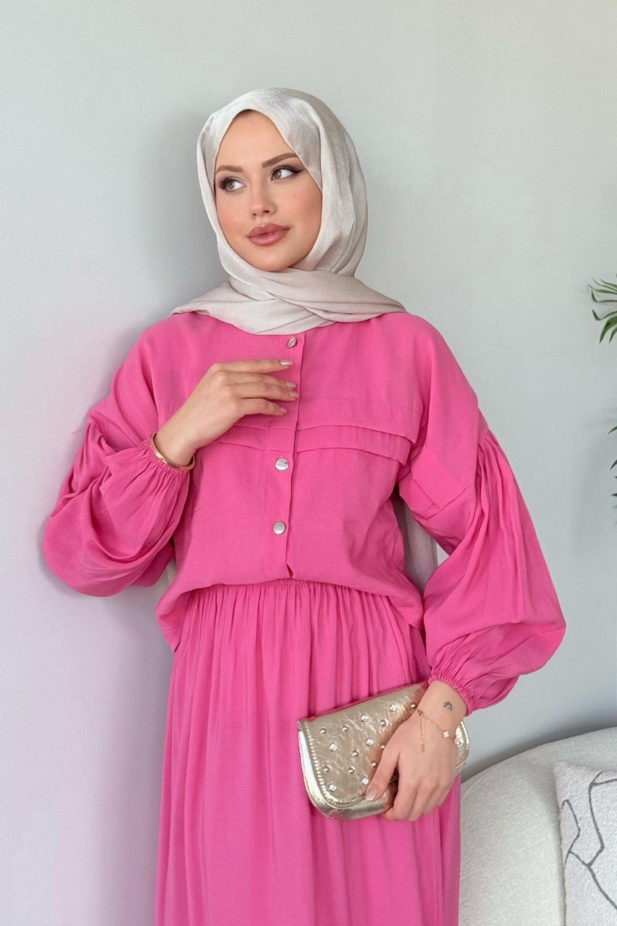 Melike Etekli Takım Pembe, Fiyatları Melike Etekli Takım Pembe- Haza Moda 