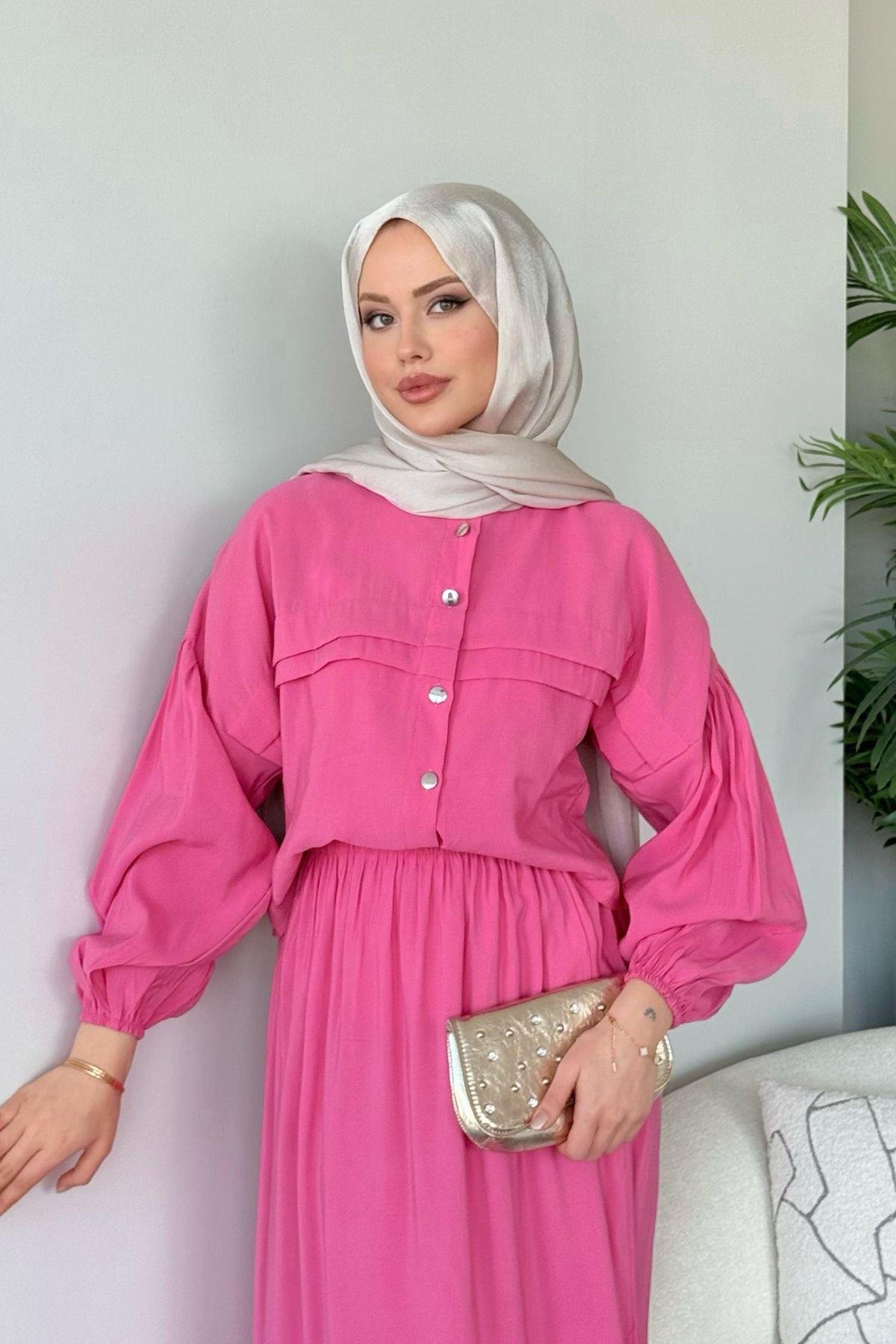 Melike Etekli Takım Pembe, Fiyatları Melike Etekli Takım Pembe- Haza Moda 