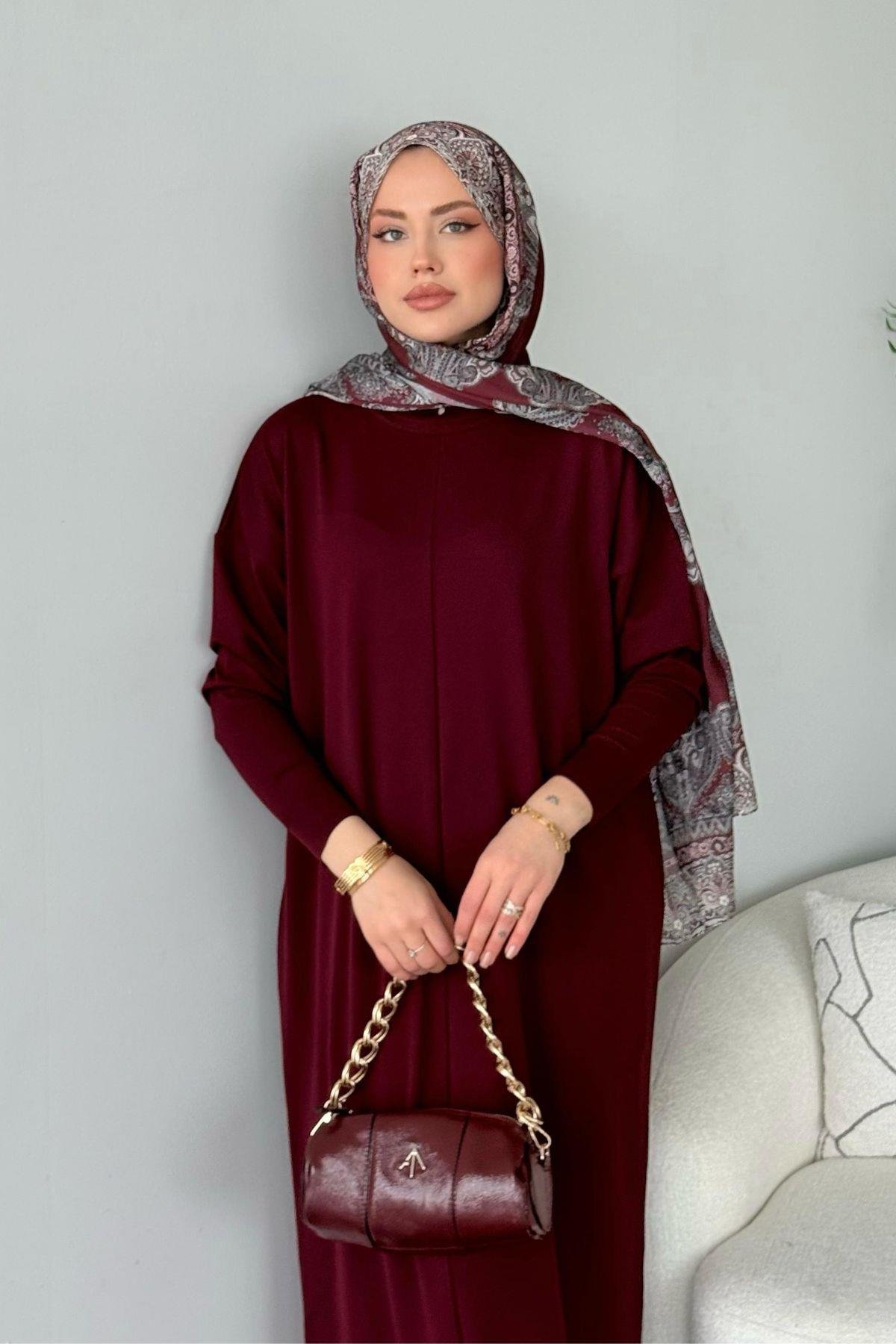 Merserize Melek Elbise Bordo, Fiyatları Merserize Melek Elbise Bordo - Haza Moda 