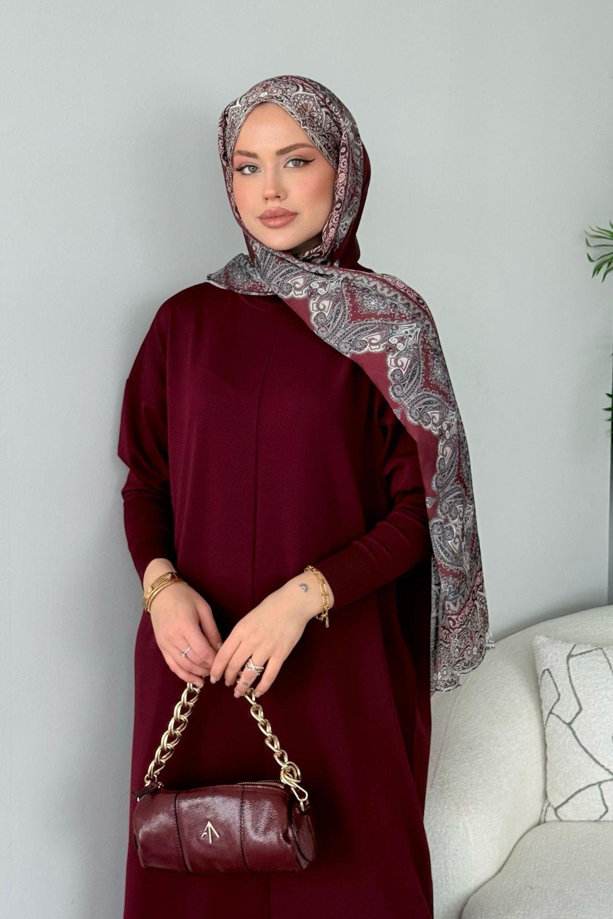 Merserize Melek Elbise Bordo, Fiyatları Merserize Melek Elbise Bordo - Haza Moda 