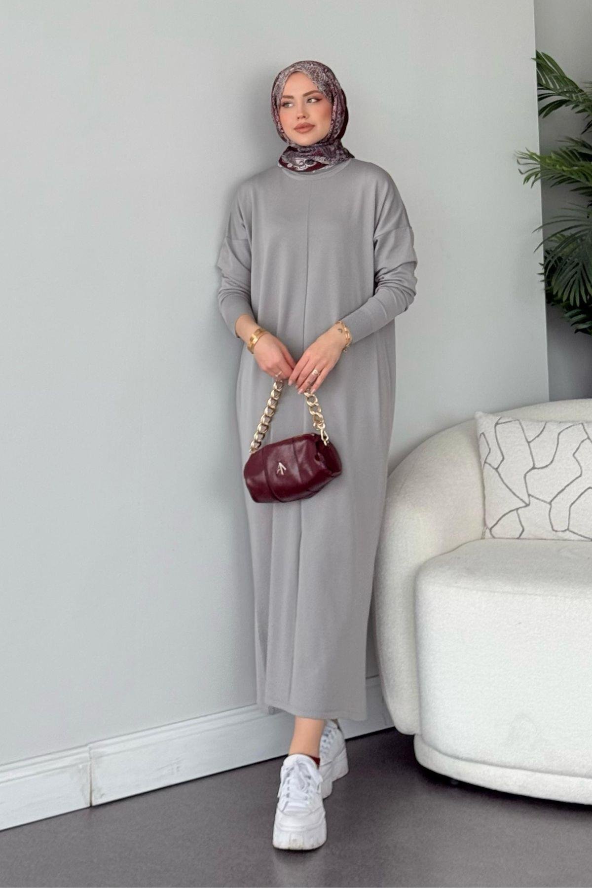 Merserize Melek Elbise Gri, Fiyatları Merserize Melek Elbise Gri - Haza Moda 