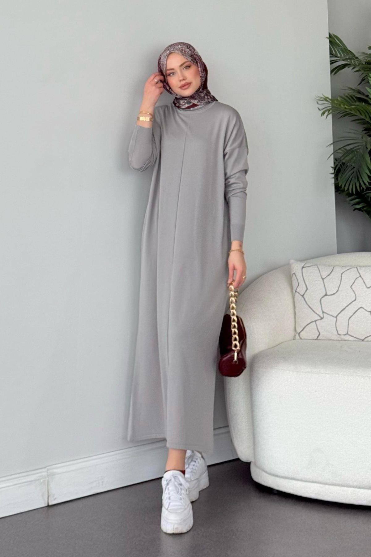 Merserize Melek Elbise Gri, Fiyatları Merserize Melek Elbise Gri - Haza Moda 