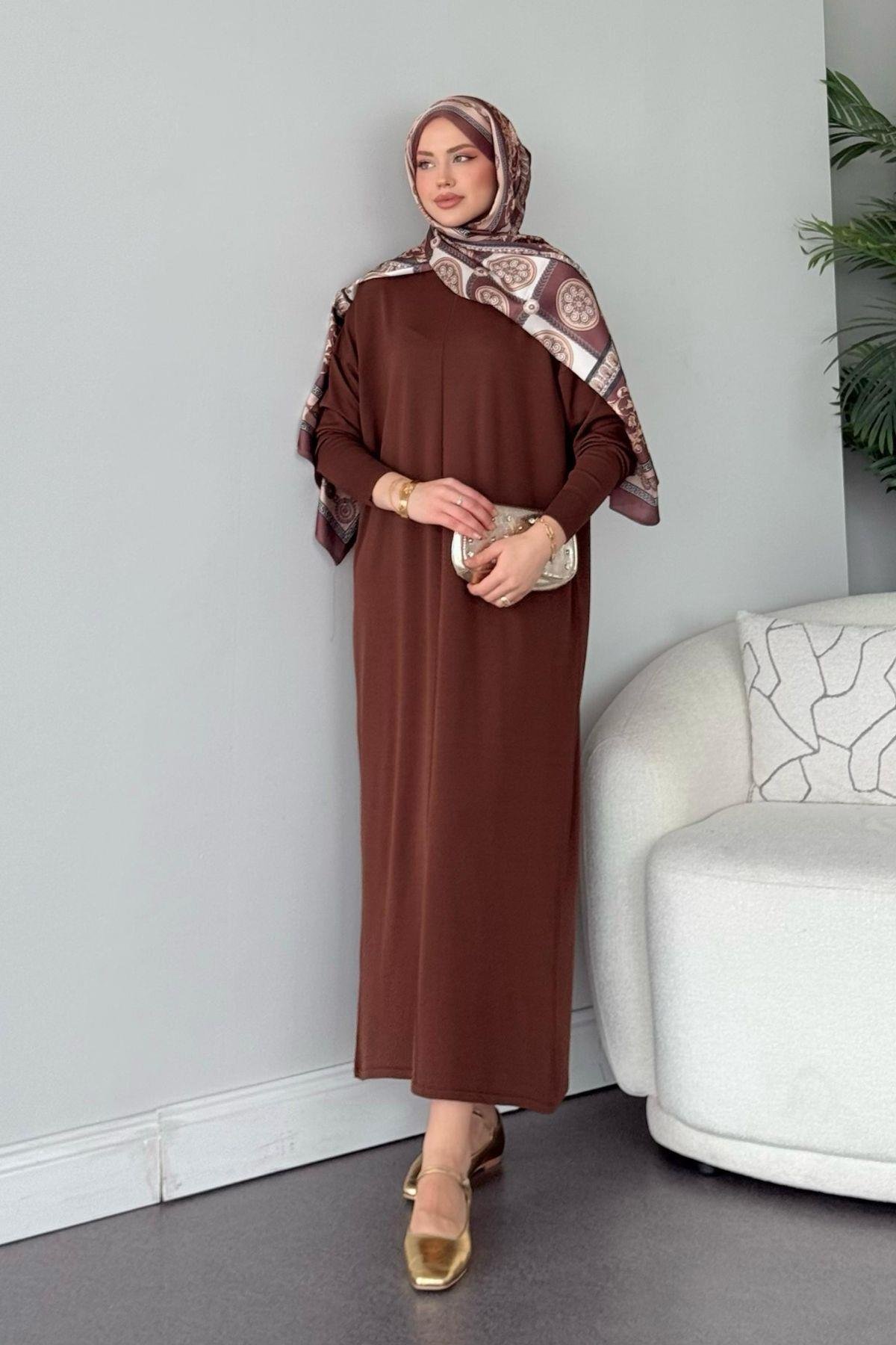 Merserize Melek Elbise Kahve, Fiyatları Merserize Melek Elbise Kahve - Haza Moda 