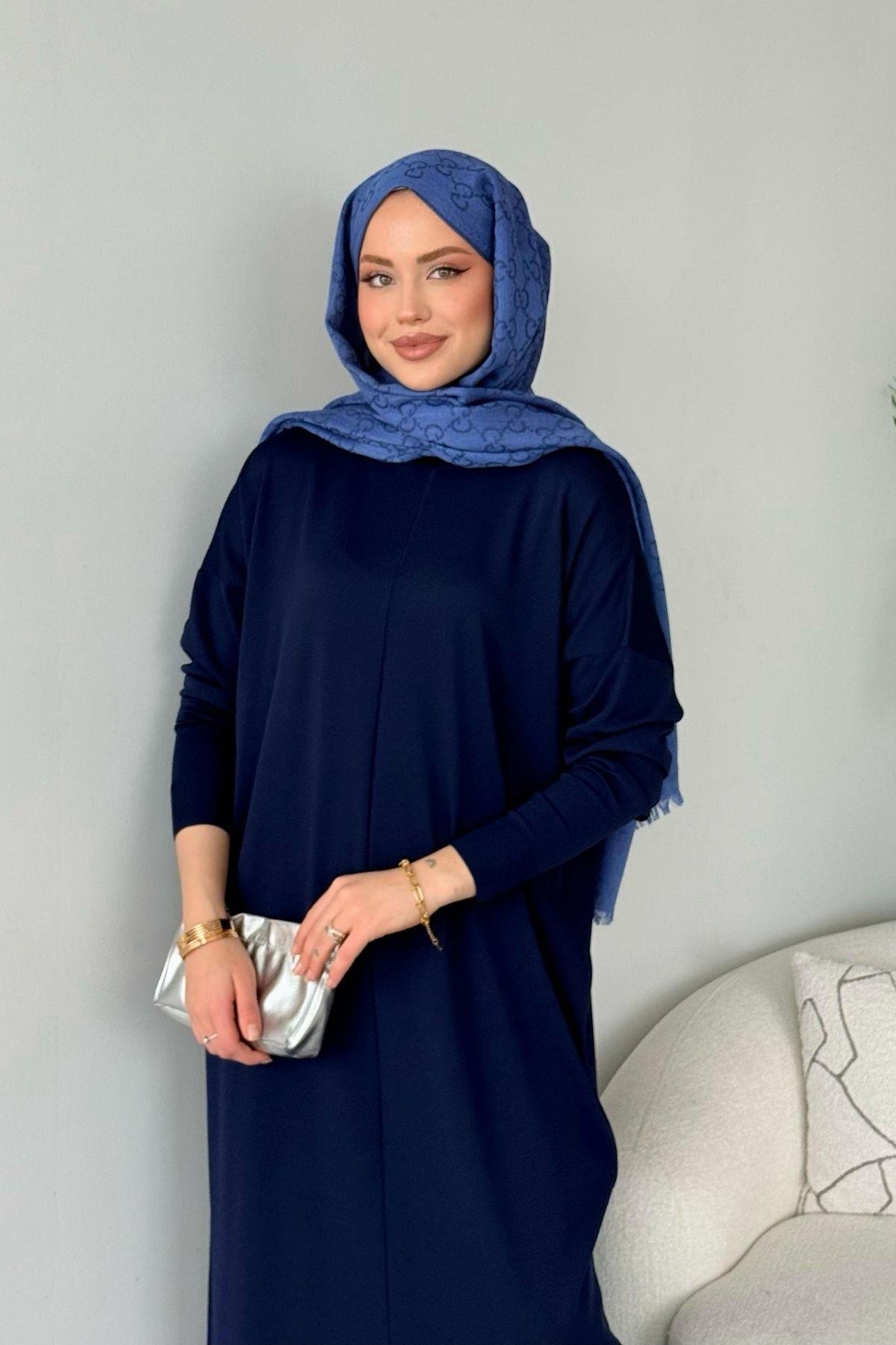 Merserize Melek Elbise Lacivert, Fiyatları Merserize Melek Elbise Lacivert - Haza Moda 