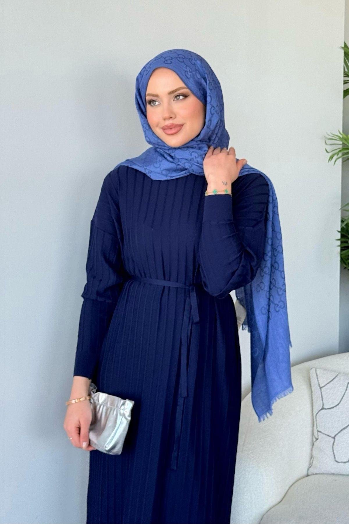 Merserize Nur Elbise Lacivert, Fiyatları Merserize Nur Elbise Lacivert - Haza Moda 