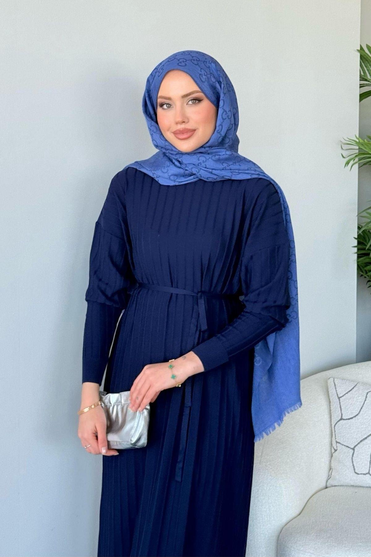 Merserize Nur Elbise Lacivert, Fiyatları Merserize Nur Elbise Lacivert - Haza Moda 