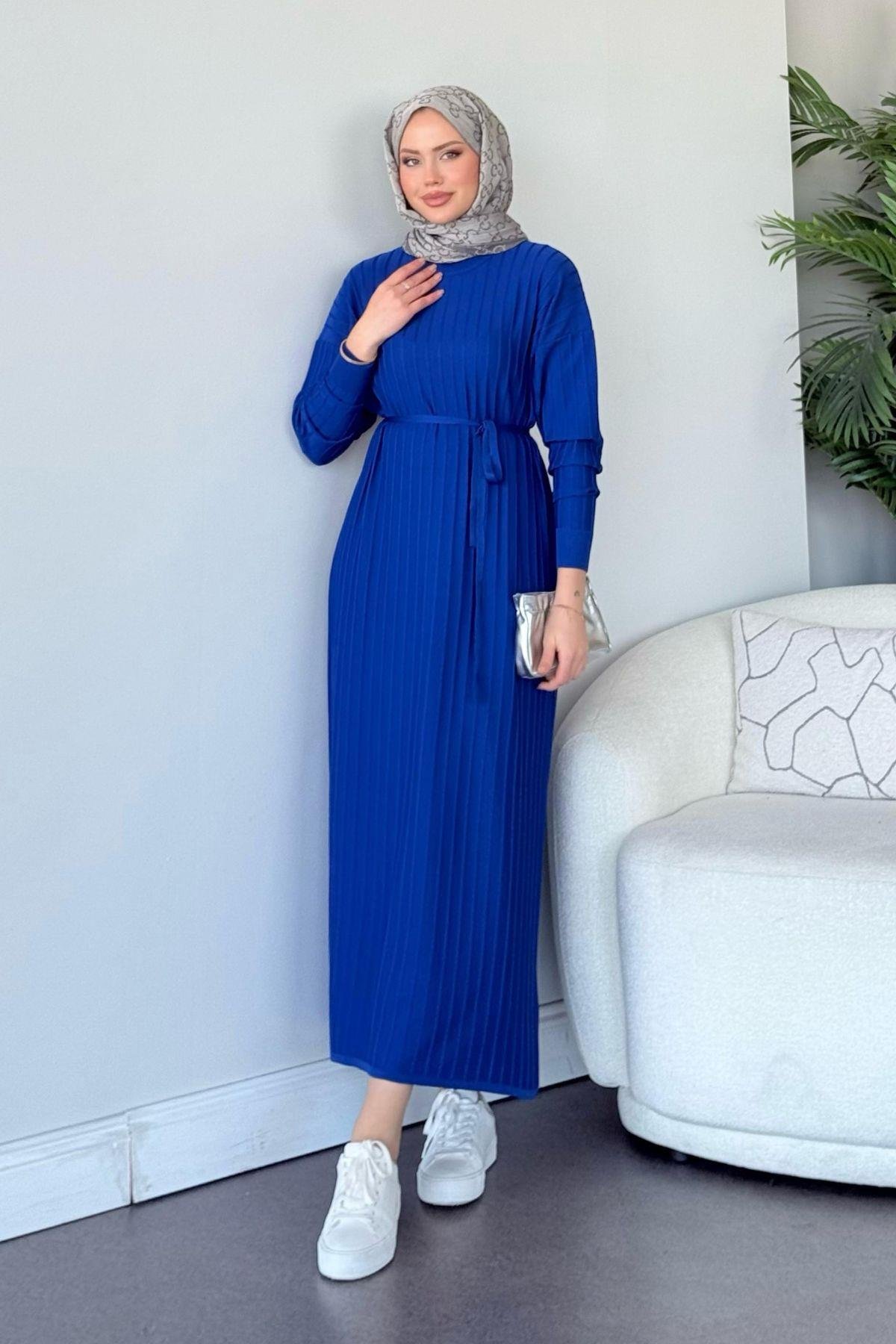 Merserize Nur Elbise Saks, Fiyatları Merserize Nur Elbise Saks - Haza Moda 