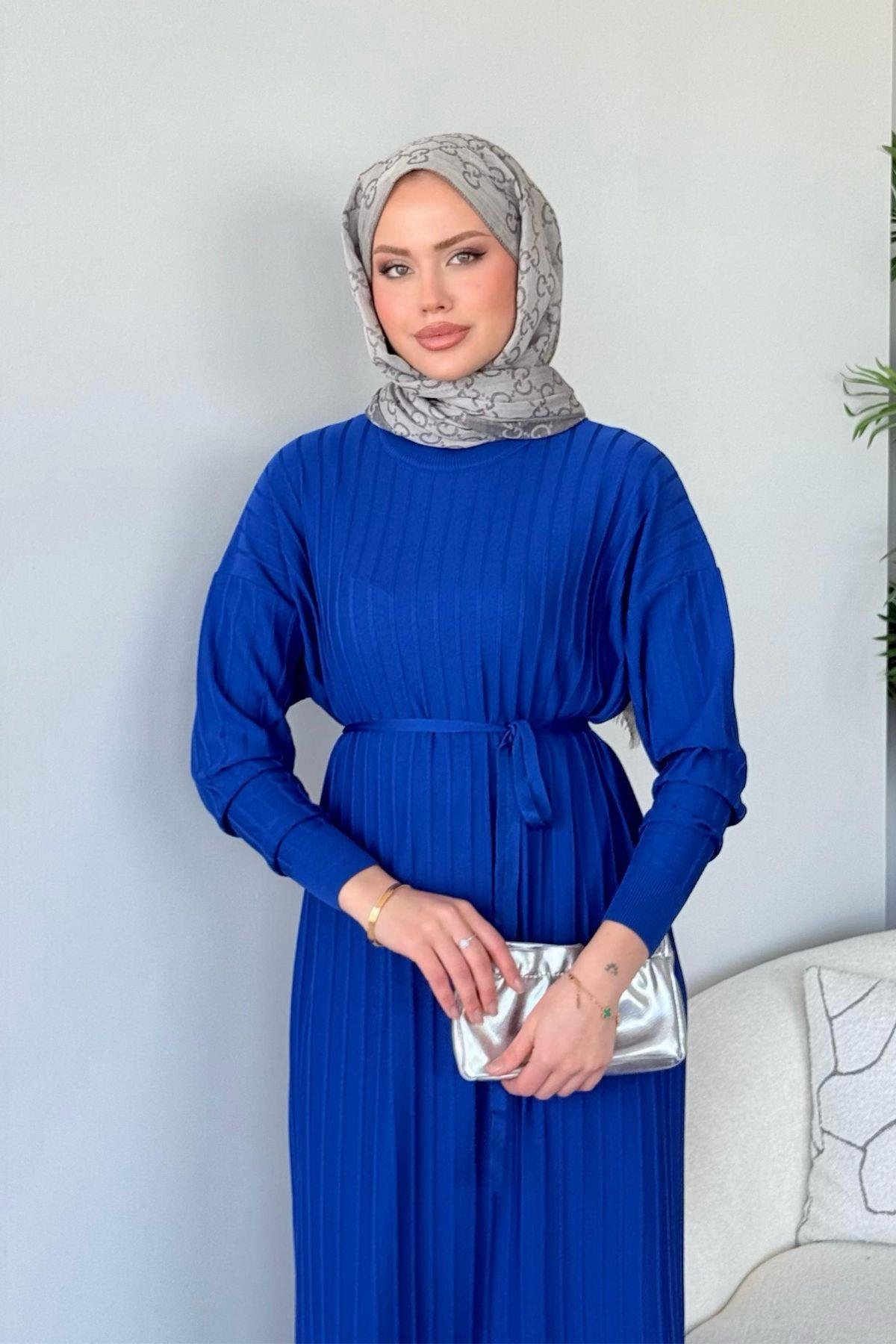 Merserize Nur Elbise Saks, Fiyatları Merserize Nur Elbise Saks - Haza Moda 