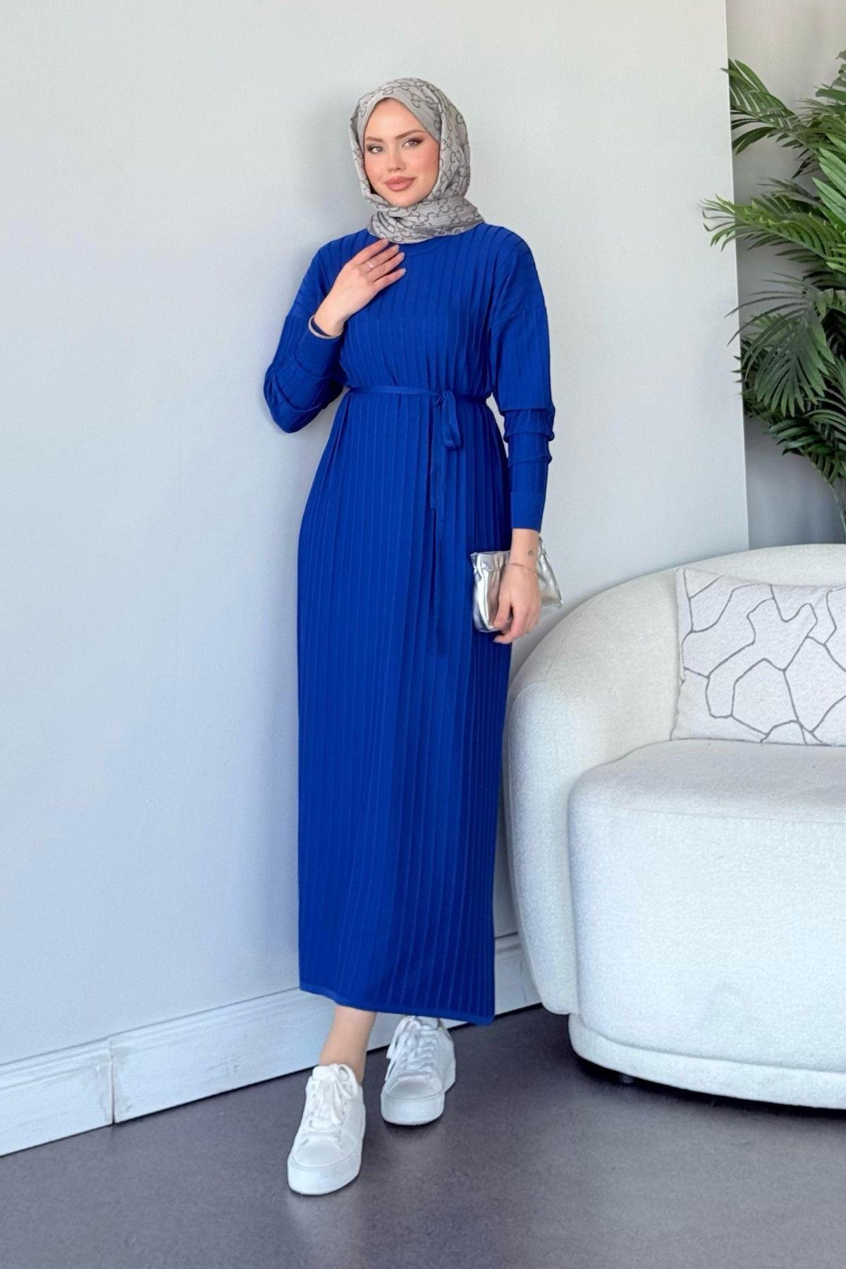 Merserize Nur Elbise Saks, Fiyatları Merserize Nur Elbise Saks - Haza Moda 