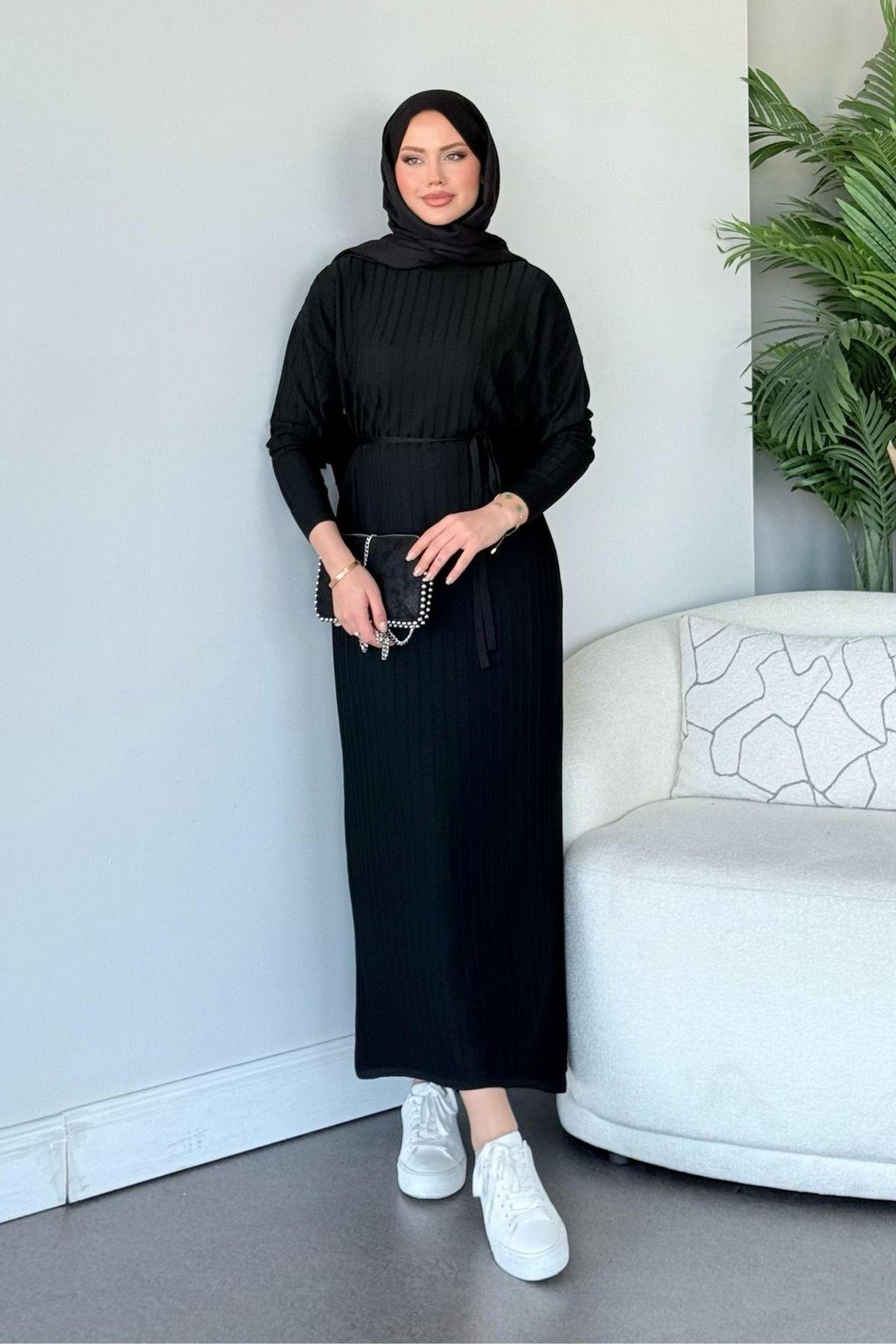 Merserize Nur Elbise Siyah, Fiyatları Merserize Nur Elbise Siyah - Haza Moda 