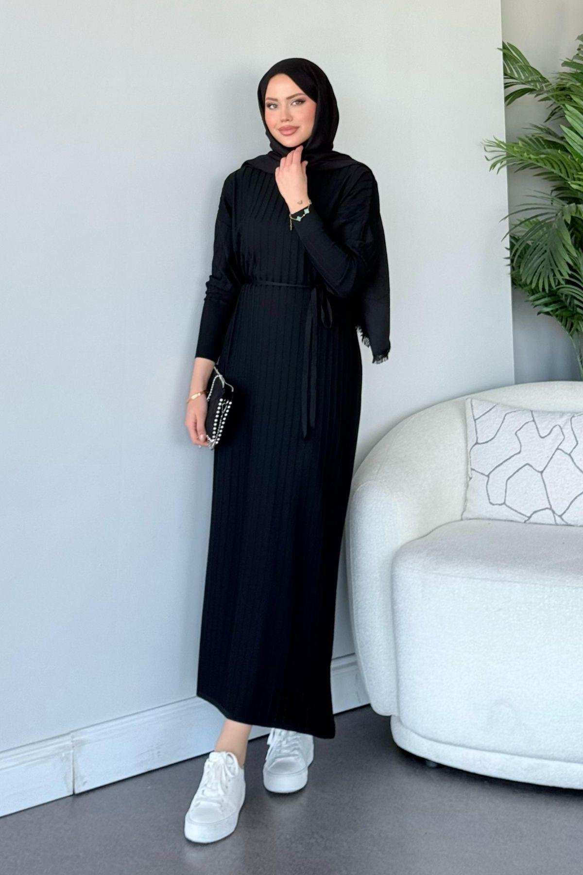 Merserize Nur Elbise Siyah, Fiyatları Merserize Nur Elbise Siyah - Haza Moda 