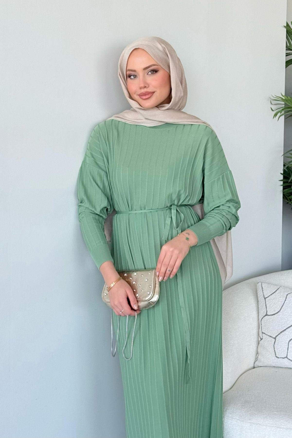 Merserize Nur Elbise Suyeşili, Fiyatları Merserize Nur Elbise Suyeşili - Haza Moda 