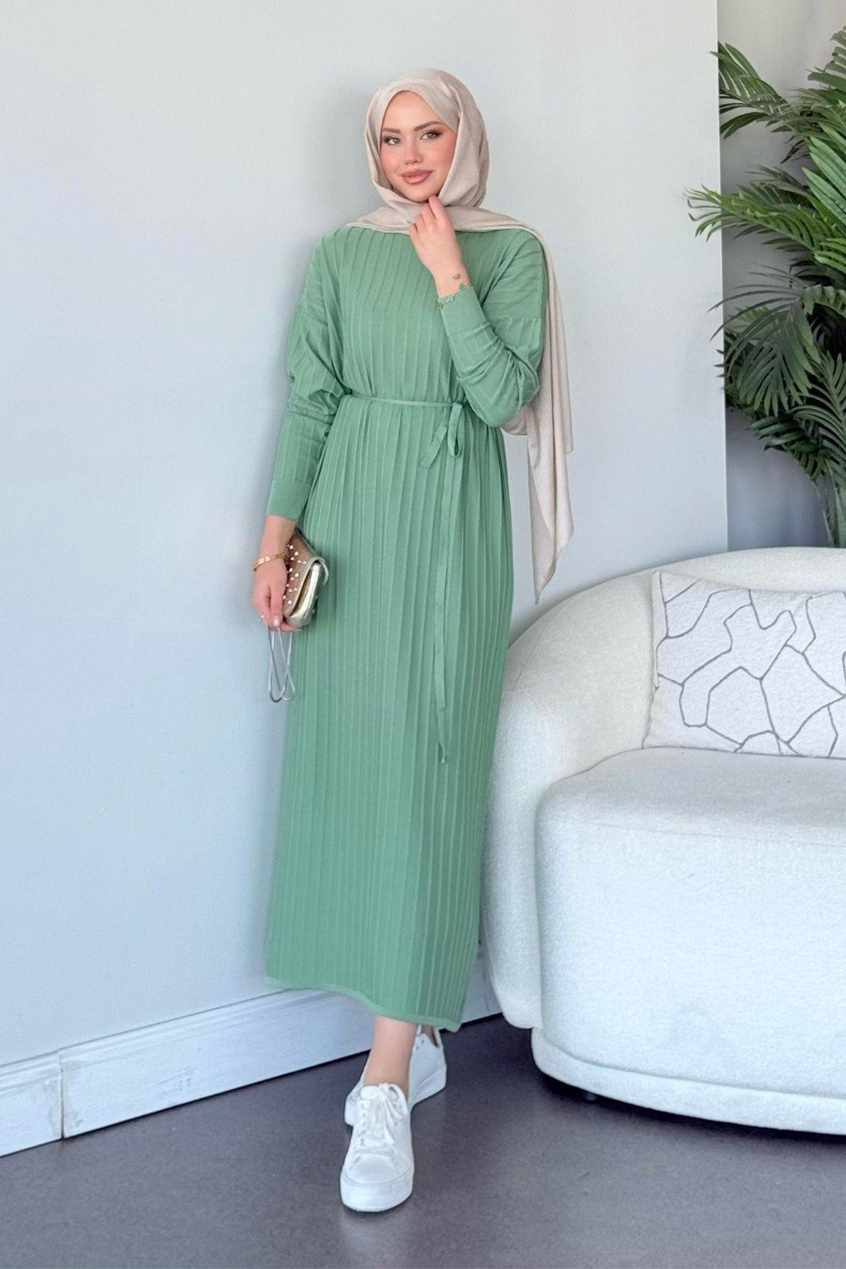 Merserize Nur Elbise Suyeşili, Fiyatları Merserize Nur Elbise Suyeşili - Haza Moda 