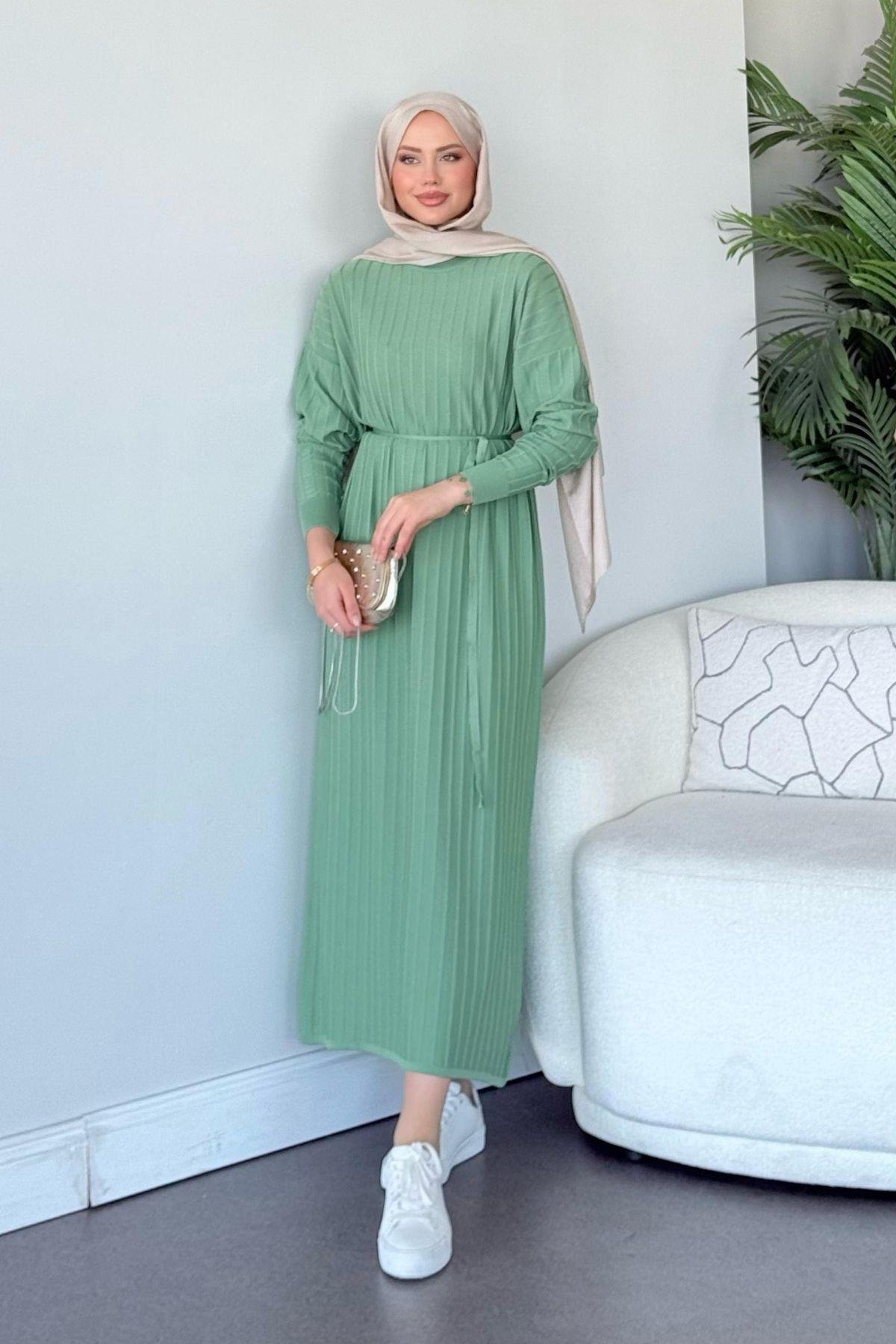 Merserize Nur Elbise Suyeşili, Fiyatları Merserize Nur Elbise Suyeşili - Haza Moda 