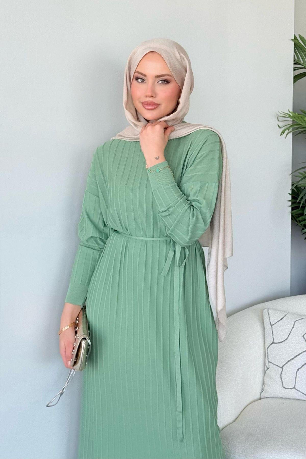 Merserize Nur Elbise Suyeşili, Fiyatları Merserize Nur Elbise Suyeşili - Haza Moda 