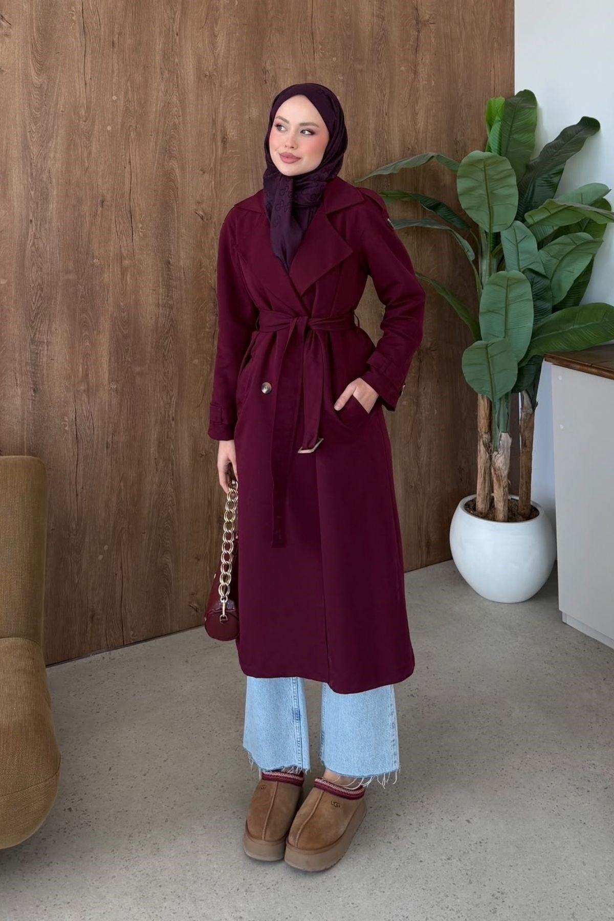 Mest Tokalı Trençkot Mürdüm, Fiyatları 
